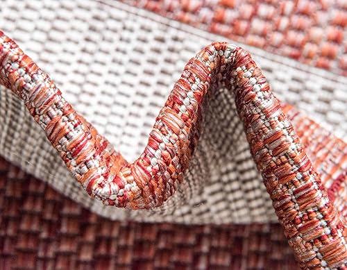 Miniatura 6 de Unique Loom Outdoor Striped Collection - Alfombra envejecida a rayas (4 pies 1 pulgada x 6 pies 1 pulgada, rectangular, rojo óxido y gris)