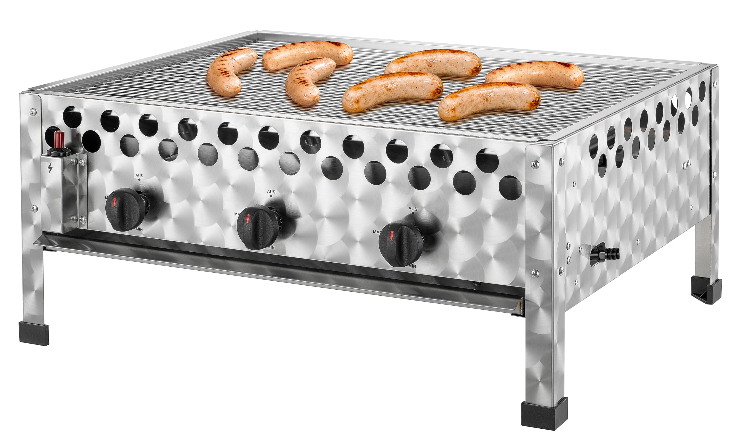 tepro Gasgrill Wurstbräter mit Grillrost, 3 Edelstahl-Brenner je circa 4 kW, Grillfläche circa 56,5 x 46,5 cm, Maße circa 66 x 56 x 28,2 cm