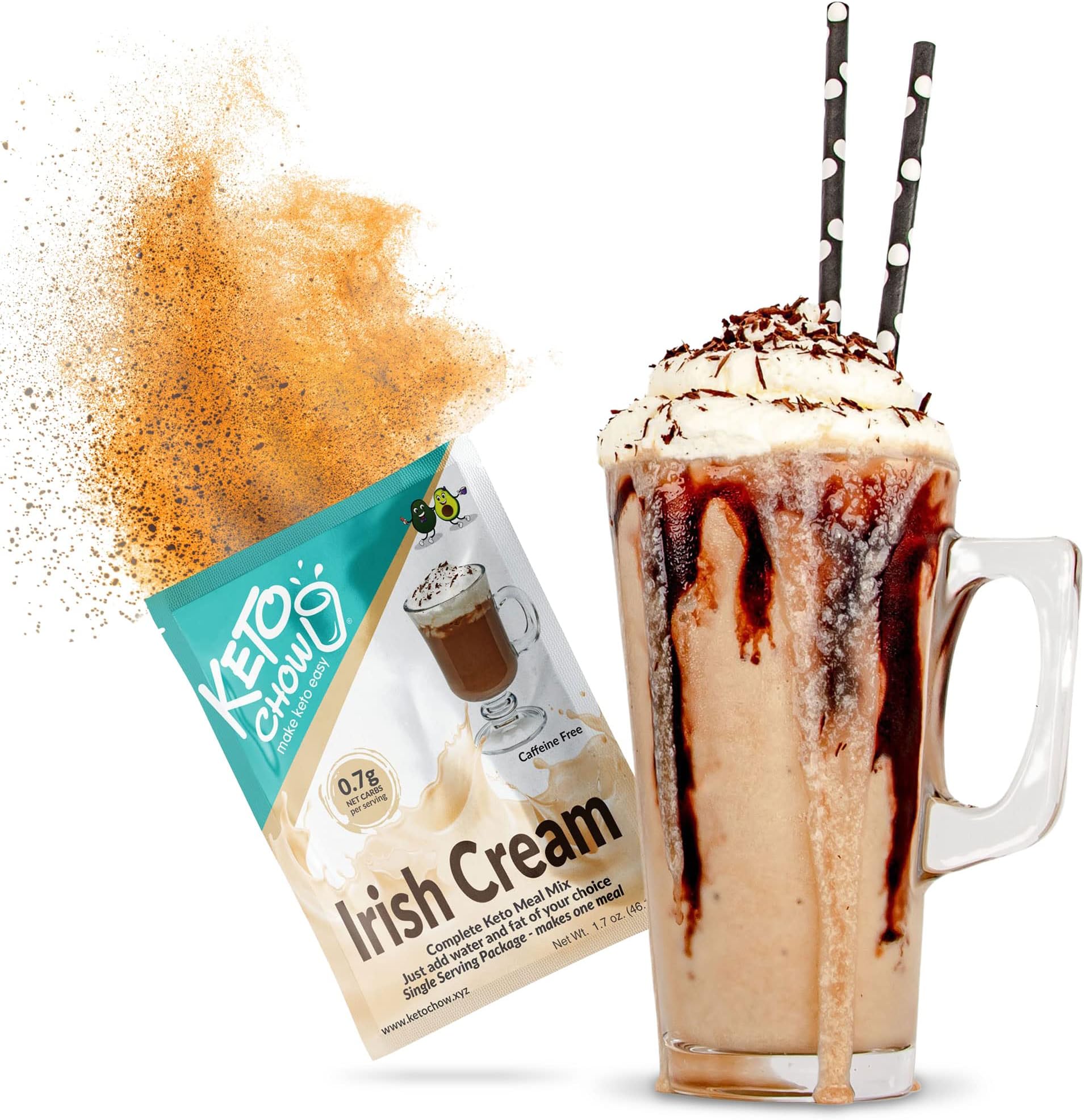 Keto ChowIrish Cream - Keto Meal Replacement Shake Powder - Nutritionally Complete - Low Carb - Delicious Easy Meal Substitute - Protein Rich You Choose The Fat - Single Meal Sample