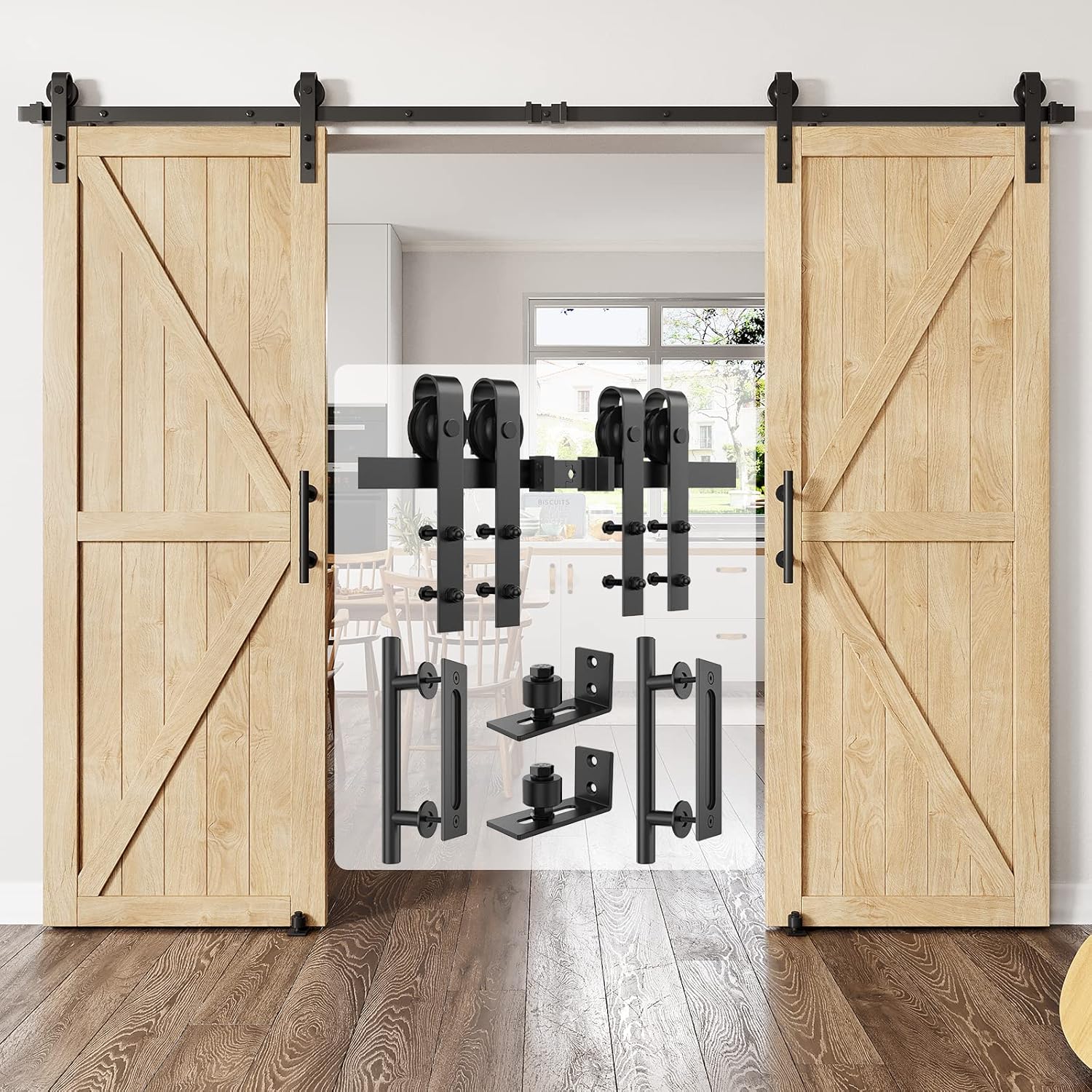 HomLxclx 10ft Heavy Duty Sturdy Sliding Barn Door Hardware