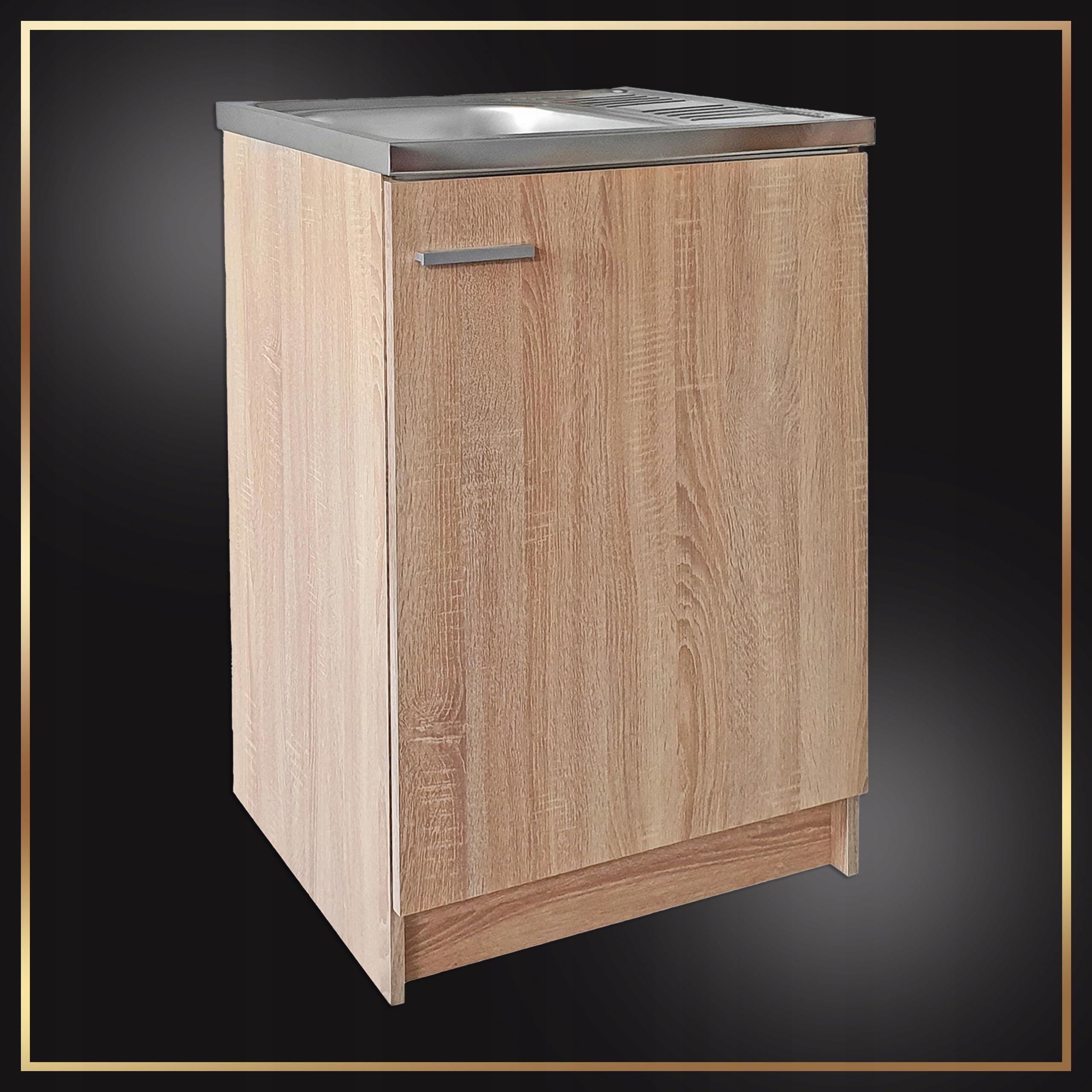 Spülenschrank Küchenschrank 60 cm Sonoma Spüle mit Siphon Geschirrspüler Komplett Montagefertig