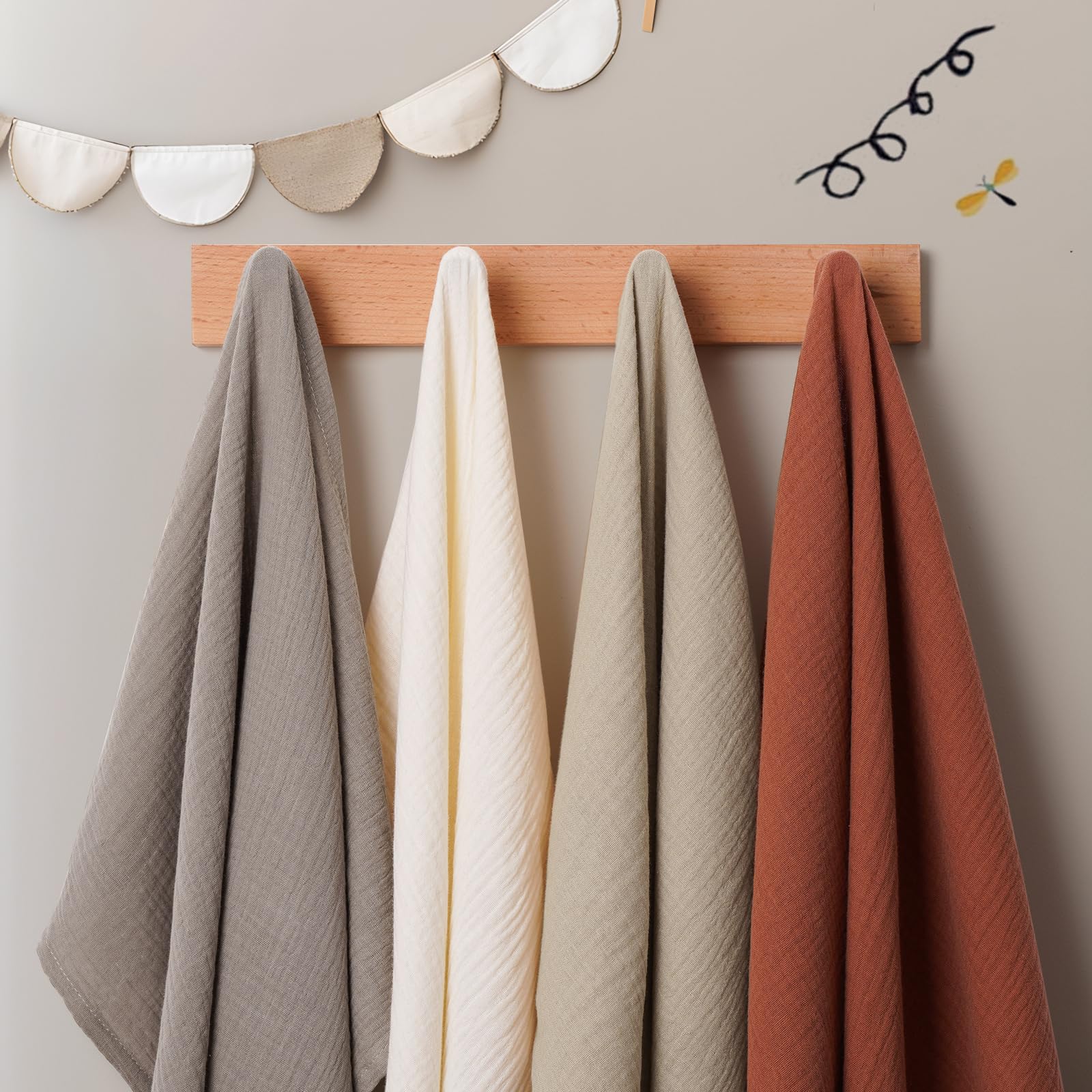 Mussole Neonato 60x60 cm Set 4 Pezzi 100% Cotone Marrone