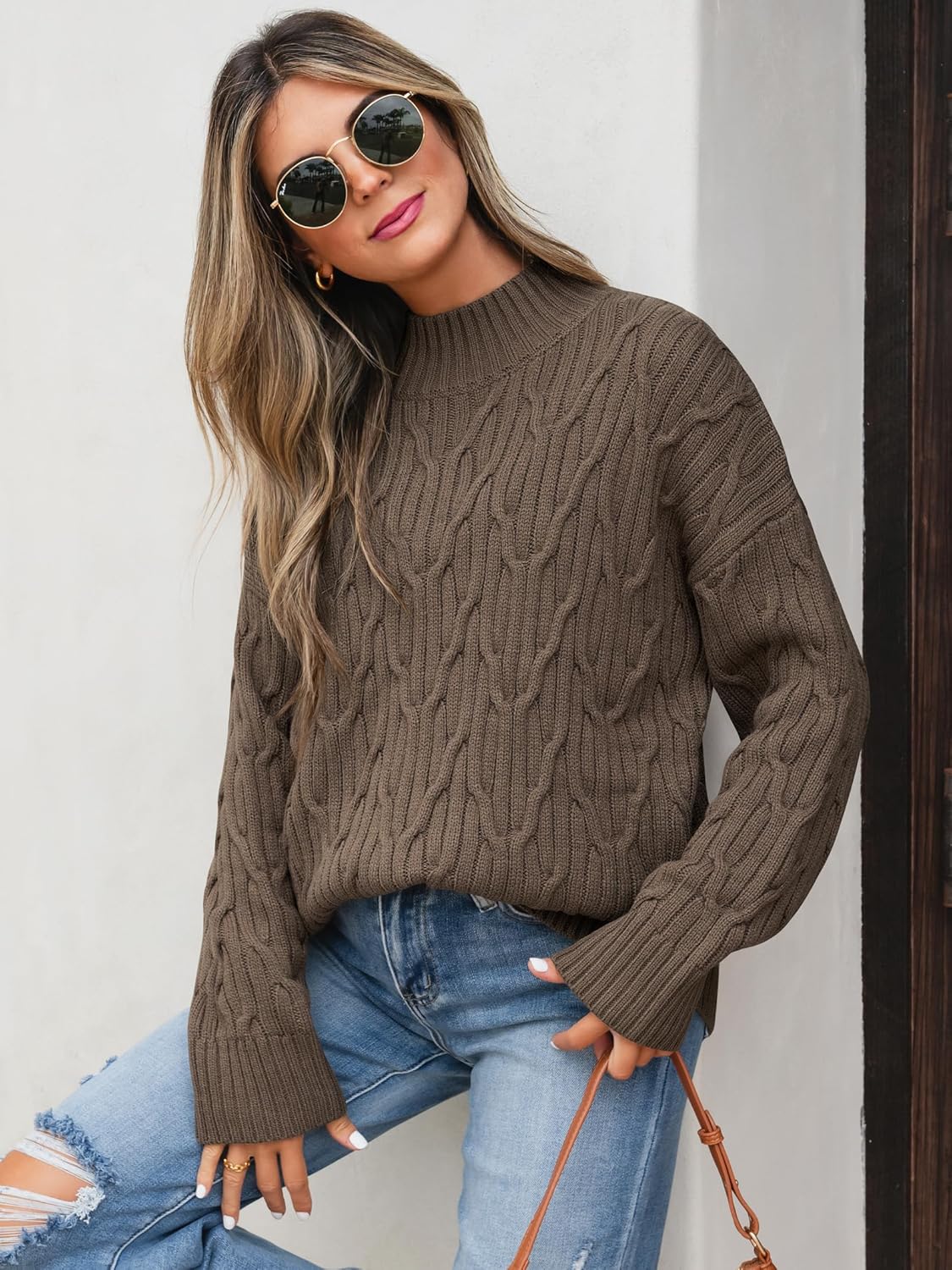 ANRABESS Womens Mock Turtle Neck Sweaters Cable Knit Long Sleeve 2026 Fall Winter Tunic Sweater - Image 5