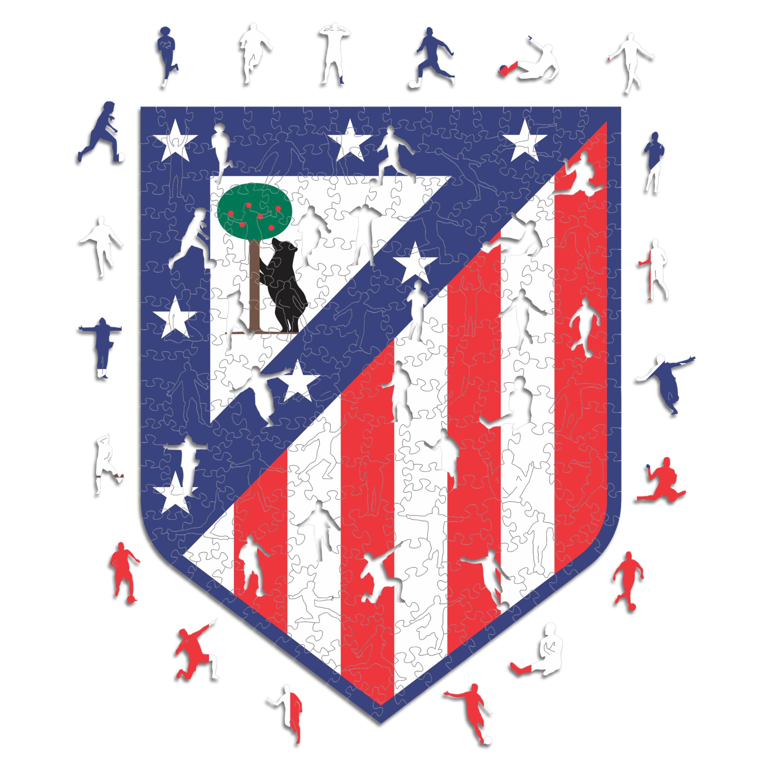 Iconic Puzzles, Atletico Madrid, Logo, Officially Licensed Wooden Puzzle, 100% Sustainable