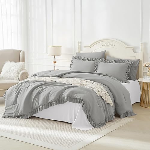 Miniatura 8 de ARTALL Reyna - Juego de edredón de 3 piezas (1 edredón y 2 fundas de almohada), juego de edredón vintage estilo rústico y elegante, suave y
