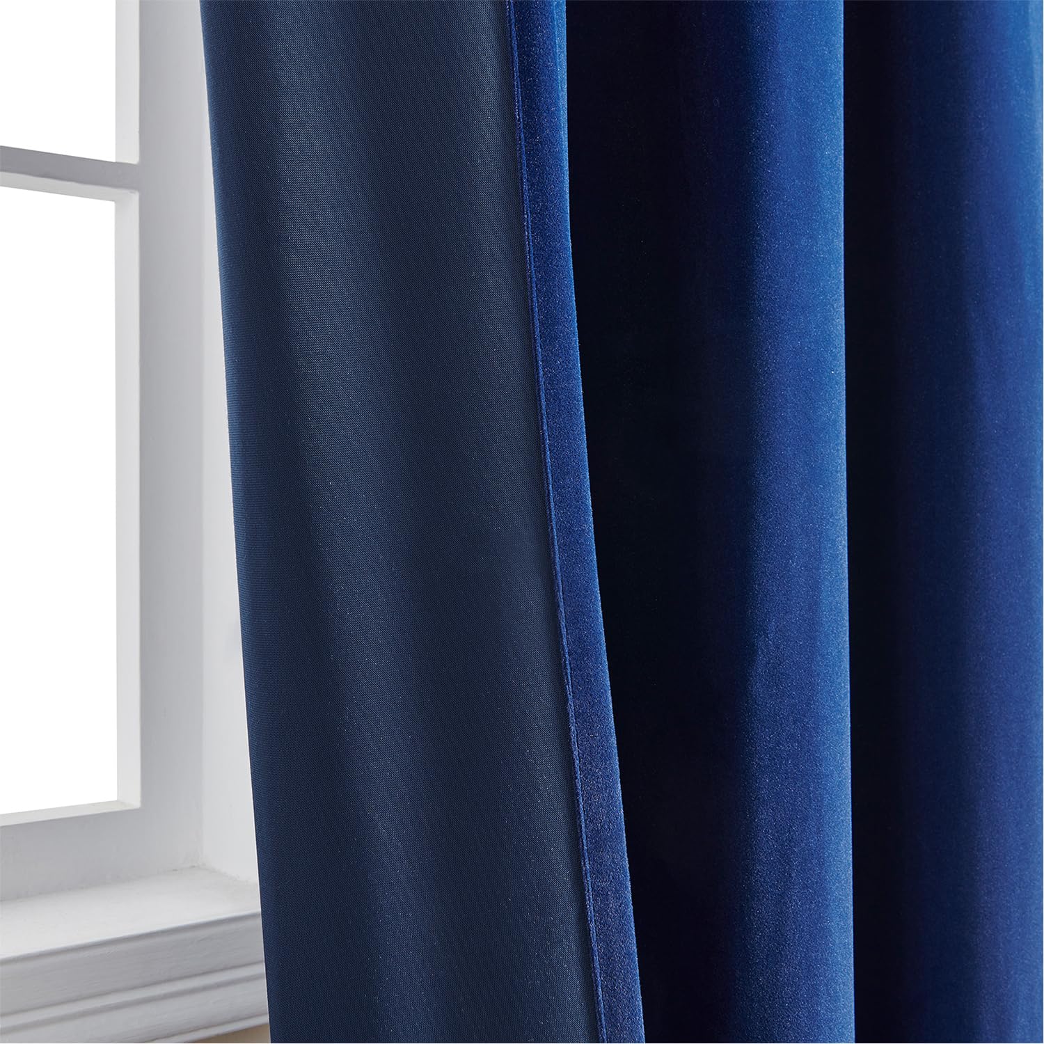 Joydeco Lot de 2 Rideaux Velours Bleu 140x240 cm, Rideau Doux Semi-Occultant Isolant Thermique avec Galon Fronceur à Passe Tringle, Lourds Épais 330g/㎡ pour Salon et Chambre à Coucher