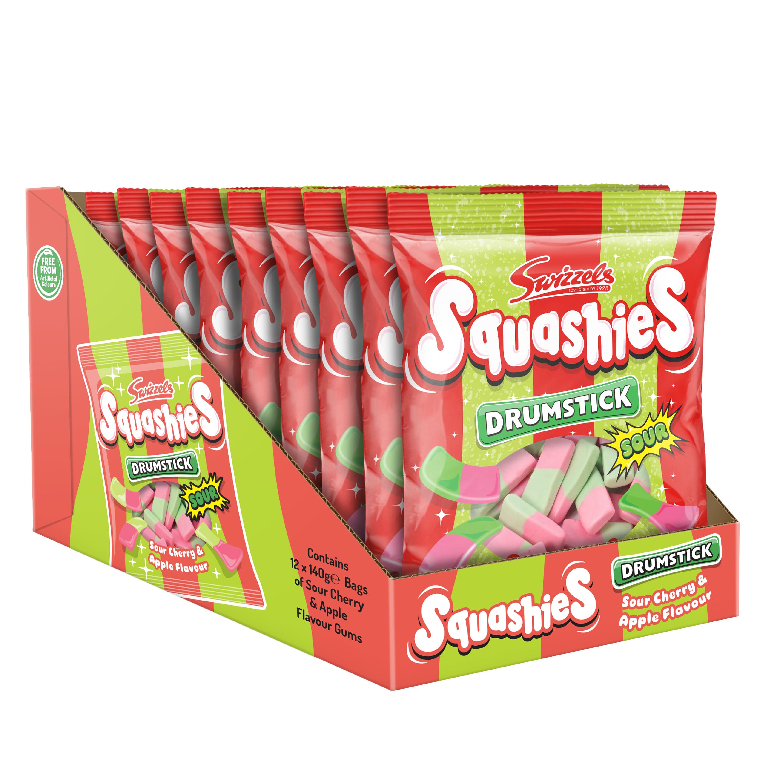 Swizzels Squashies Sweets - Sour Cherry & Apple Flavour - Multipack (12 x 140g)