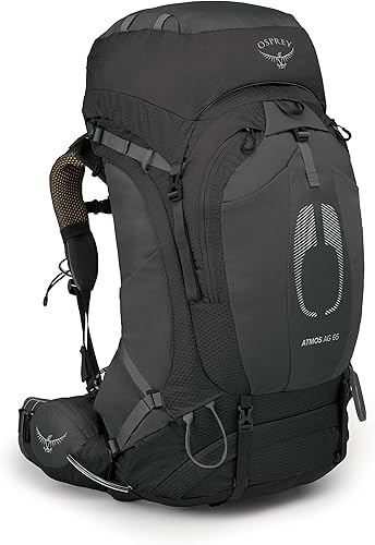 Osprey Atmos AG 65 - Mochila de mochilero para hombre, color negro, talla LXL