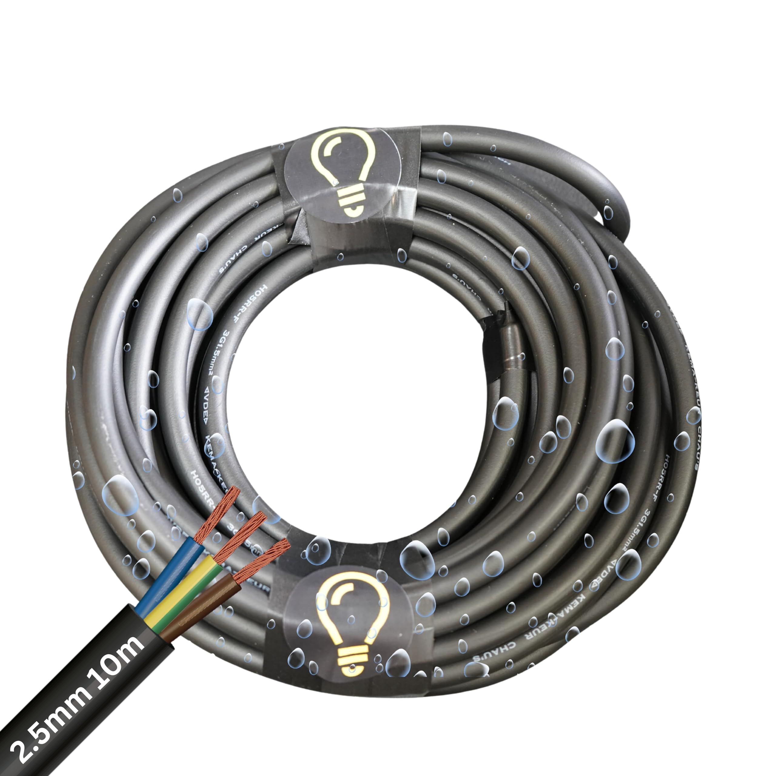 SHPELEC® H05RR-F 3 Core Flexible Rubber Cable, Premium Electrical Wire for Indoor and Outdoor Use, 1.0mm, 1.5mm, 2.5mm 5m