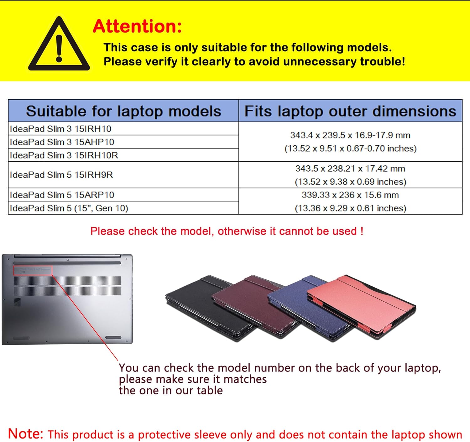 Laptop Cover Case for 15.3 inch Lenovo IdeaPad Slim 3 15IRH10 15AHP10 15IRH10R & for IdeaPad Slim 5 15IRH9R 15ARP10 (15'', Gen 10),Separable PU Leather Protective Sleeve Bag Accessories (Dark Grey)