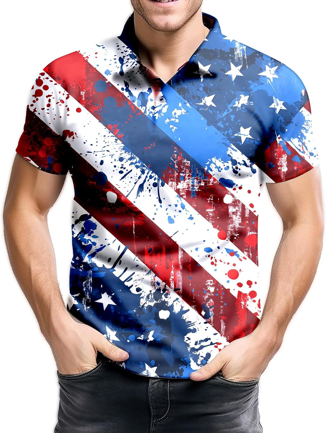 Mens 70s Golf Shirts, Funny 70s Shirts for Men, Short Sleeve, Medium, Typical 70's Colors