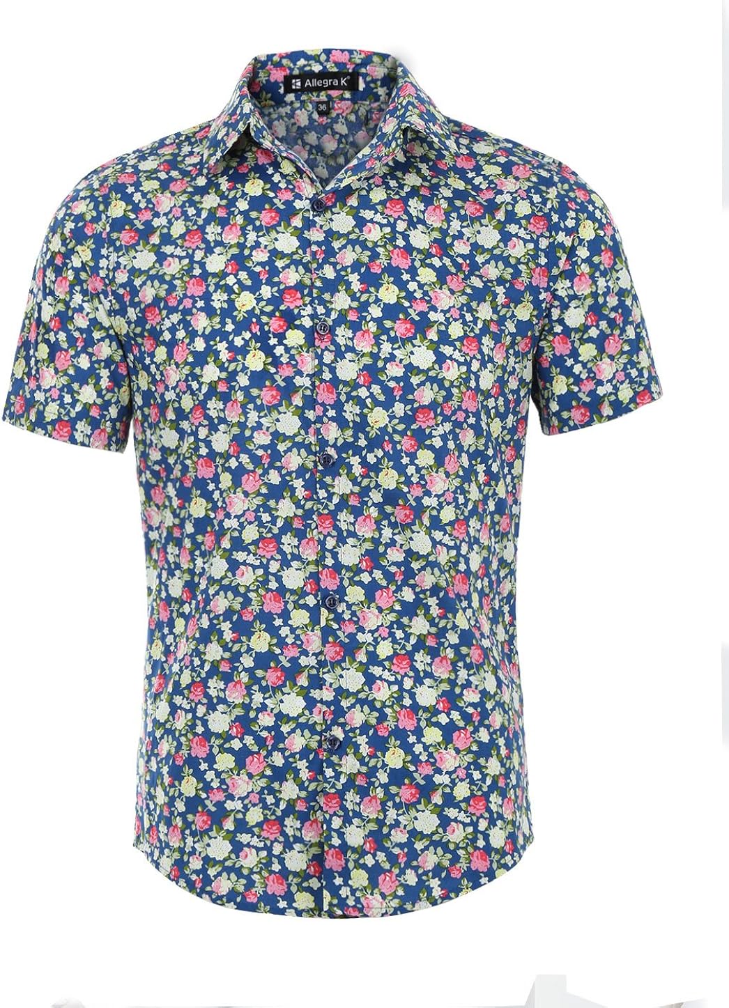 uxcell Men Summer Floral Printed Short Sleeves Shirt Button Down Beach Hawaiian Shirt