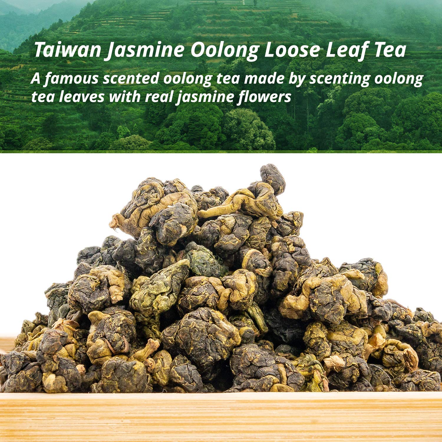 Oriarm Foglia sciolta di tè oolong di gelsomino 250 grammo - Taiwan Jasmine Wu Long Tea Loose Leaf