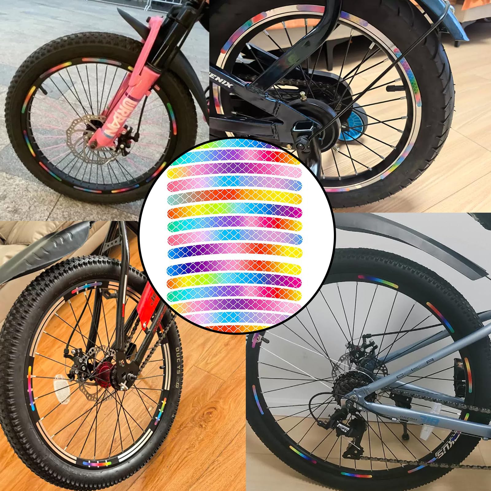 LLGSDLL Fahrradständer Kinder 14 Zoll Rutschfester Kinderfahrrad Ständer mit 20 Stück Reflektor Aufkleber, Fahrradrahmen Hinterbauständer Fahrrad Seitenständer für Kinder Rennrad Klapprad Kleine Sport & Freizeit