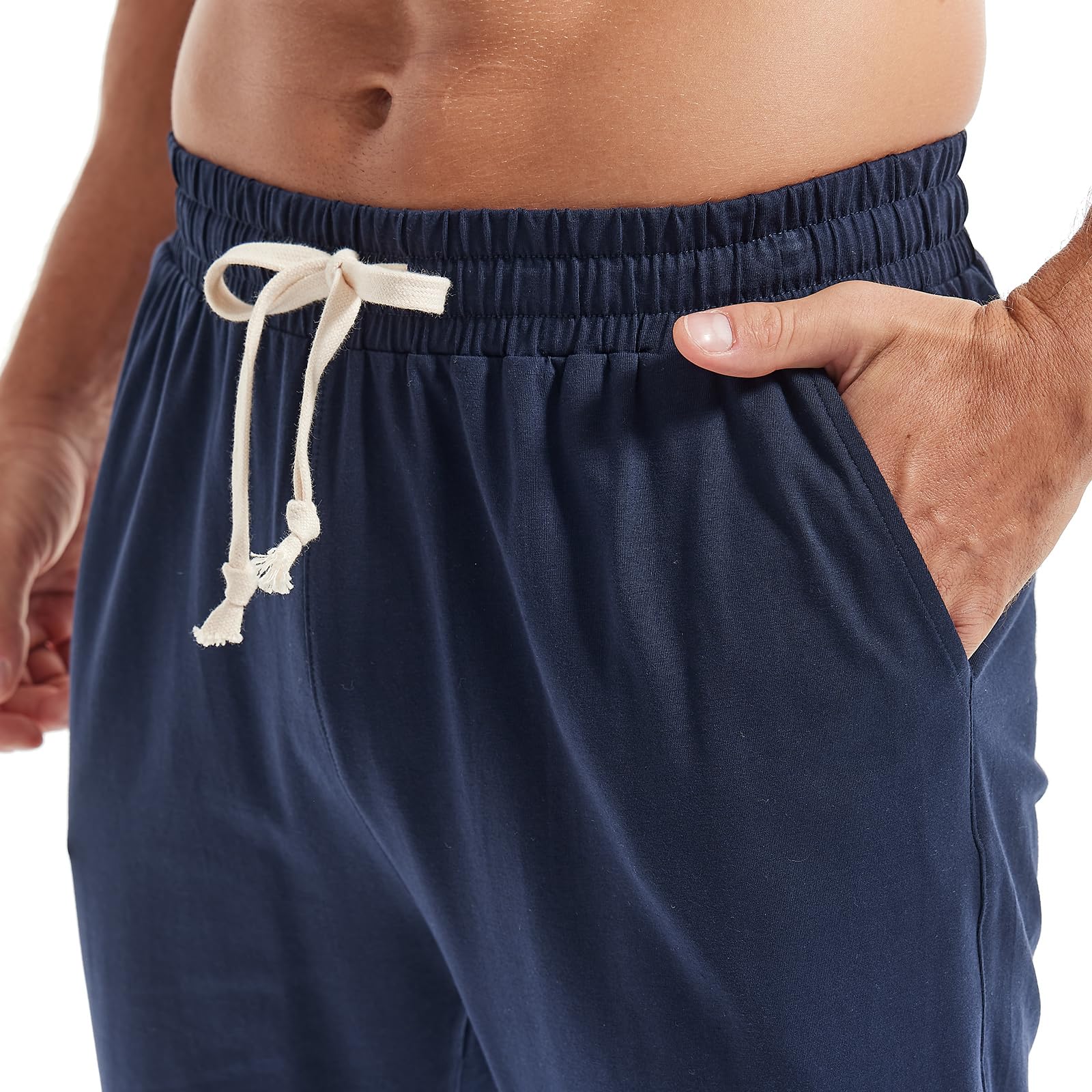 MakingDa Pantalones de chándal de algodón para hombre, pantalones de yoga con cordones y cintura elástica, pantalones para correr y trabajar en casa