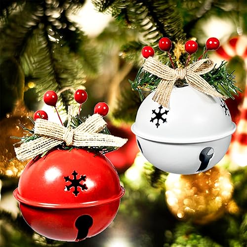 Miniatura 4 de 6 adornos de cascabel de Navidad en rojo, blanco y verde, colgante de campanas de árbol de Navidad, suministros de fiesta de Navidad para decoración