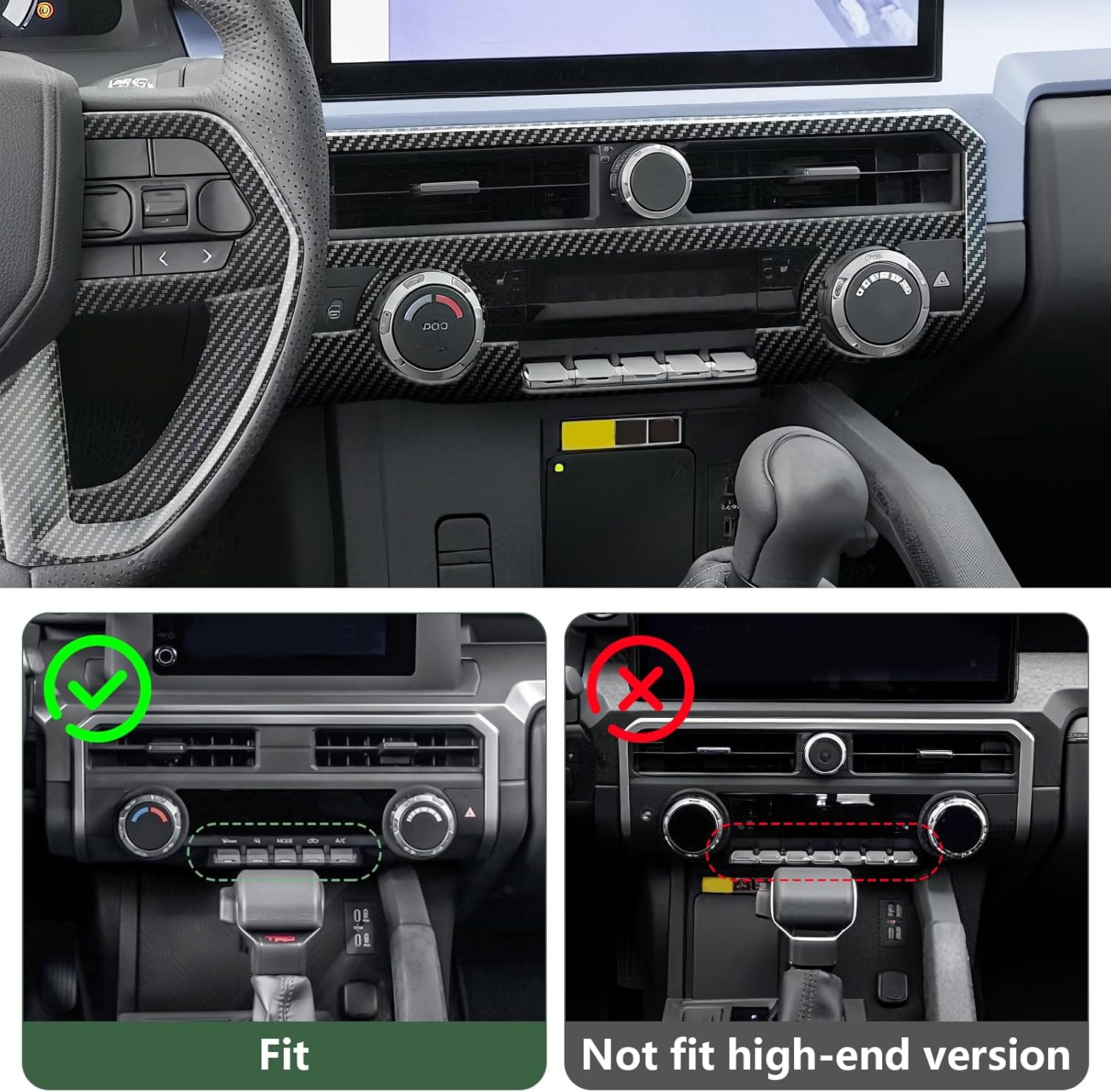 8PCS Center Console Interior Decoration Trim Compatible with Tacoma 2024 2025(Carbon Fiber Style)