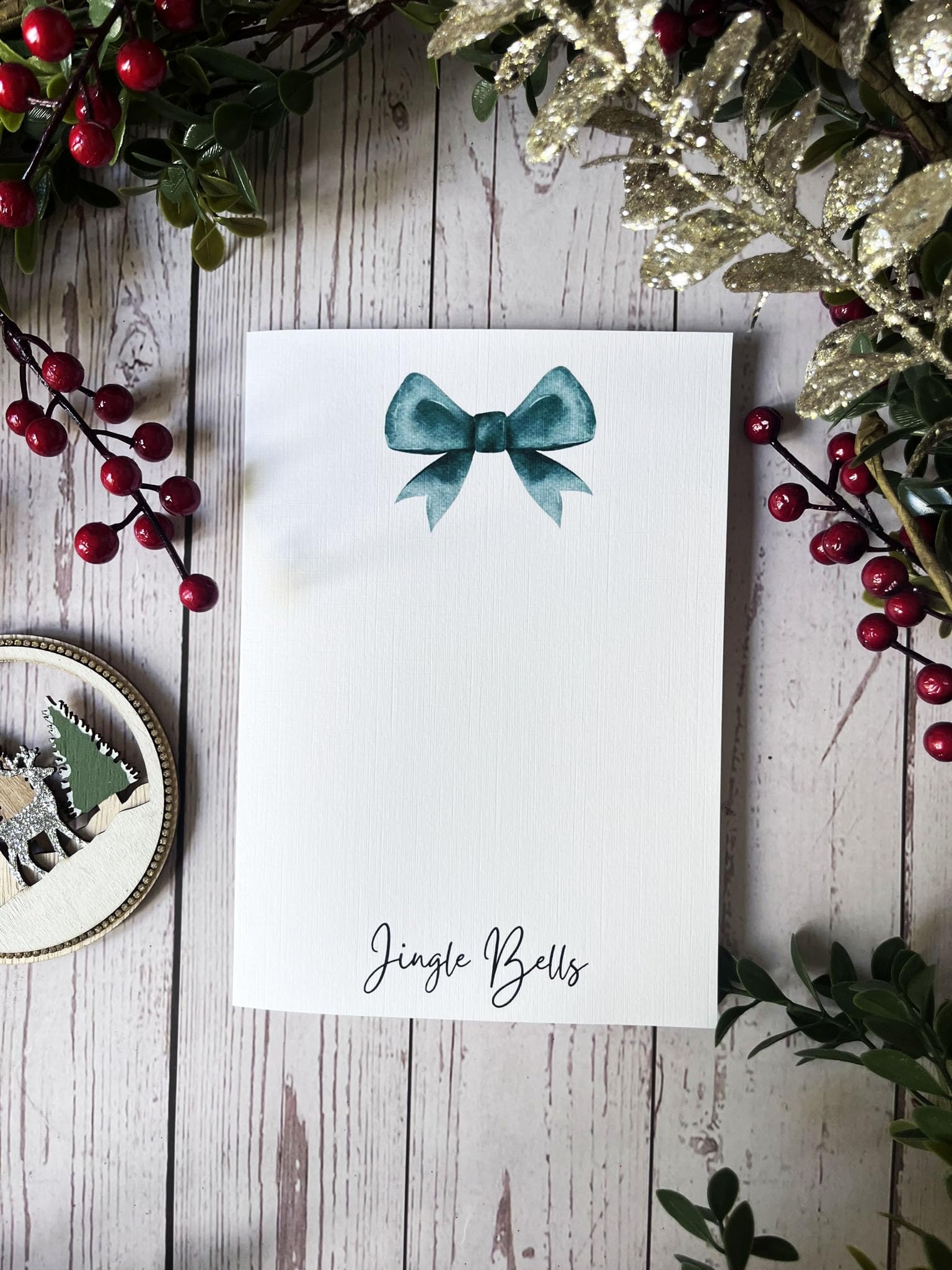 Baby Footprint Christmas Card for My First Christmas. Chrismas Wishes & Mistletoe Kisses. Perfect for Family & Friends. Unique Greeting Card (DIY Jingle Bells) - Image 2