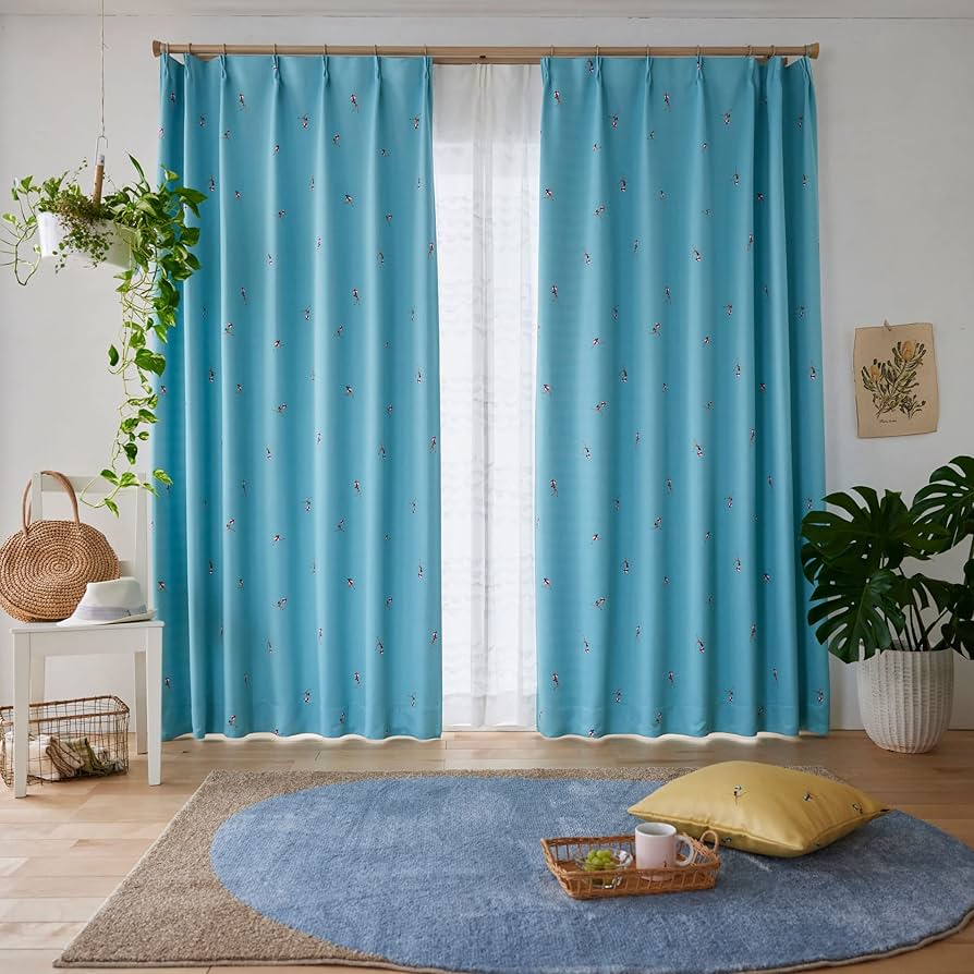 青色カーテン様 Amazon｜スミノエ(Suminoe) セミオーダーカーテン ブルー 幅