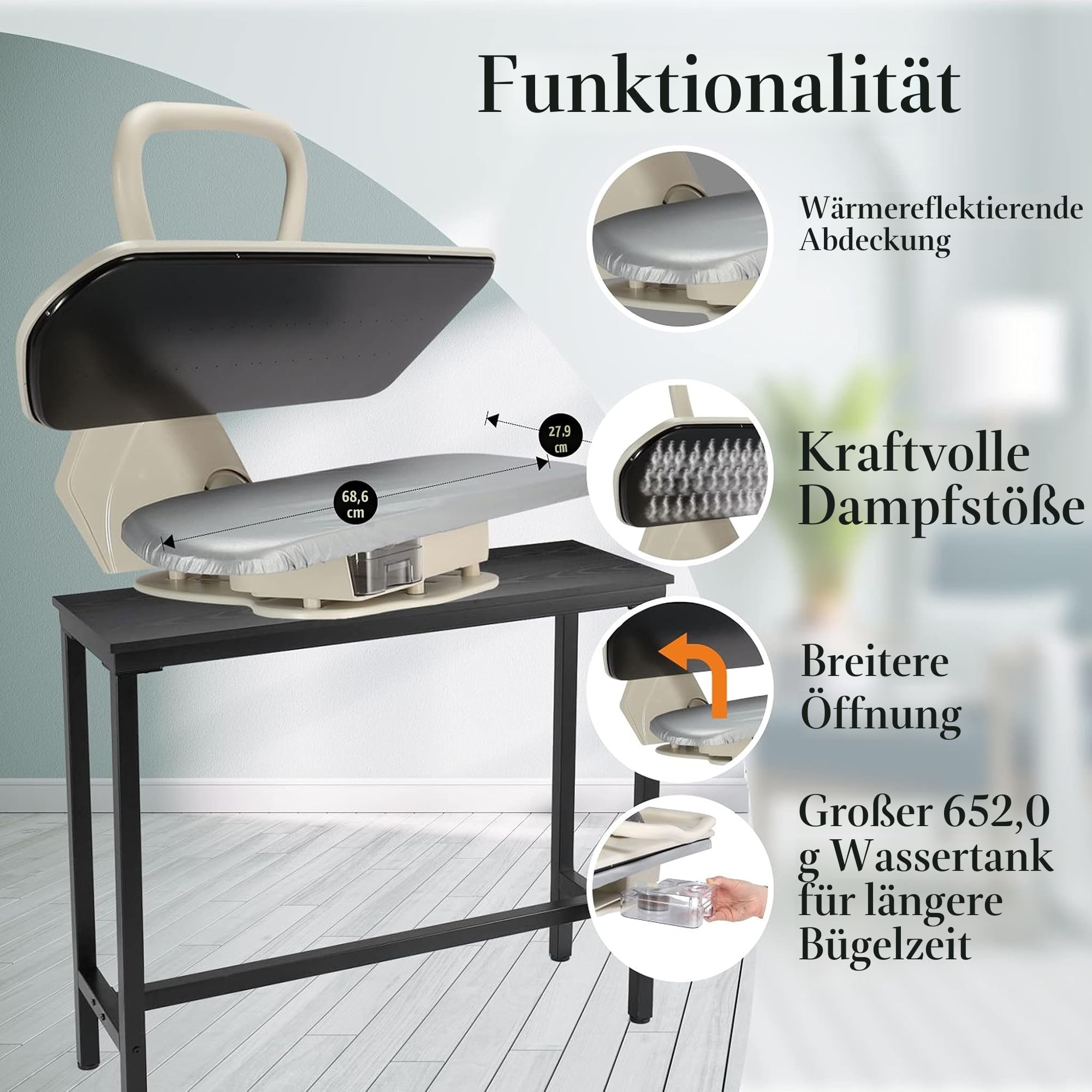 Speedypress Dampfbügelpresse 71HD, silber/schwarz, robust, professionell, 68 cm, mit Ständer