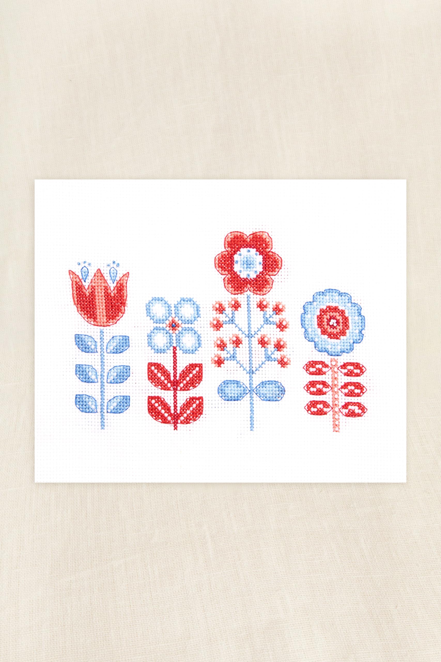 DMC Cross Stitch Kit Folk Flowers by Jo Aston - Easy, Multicolor - Image 2