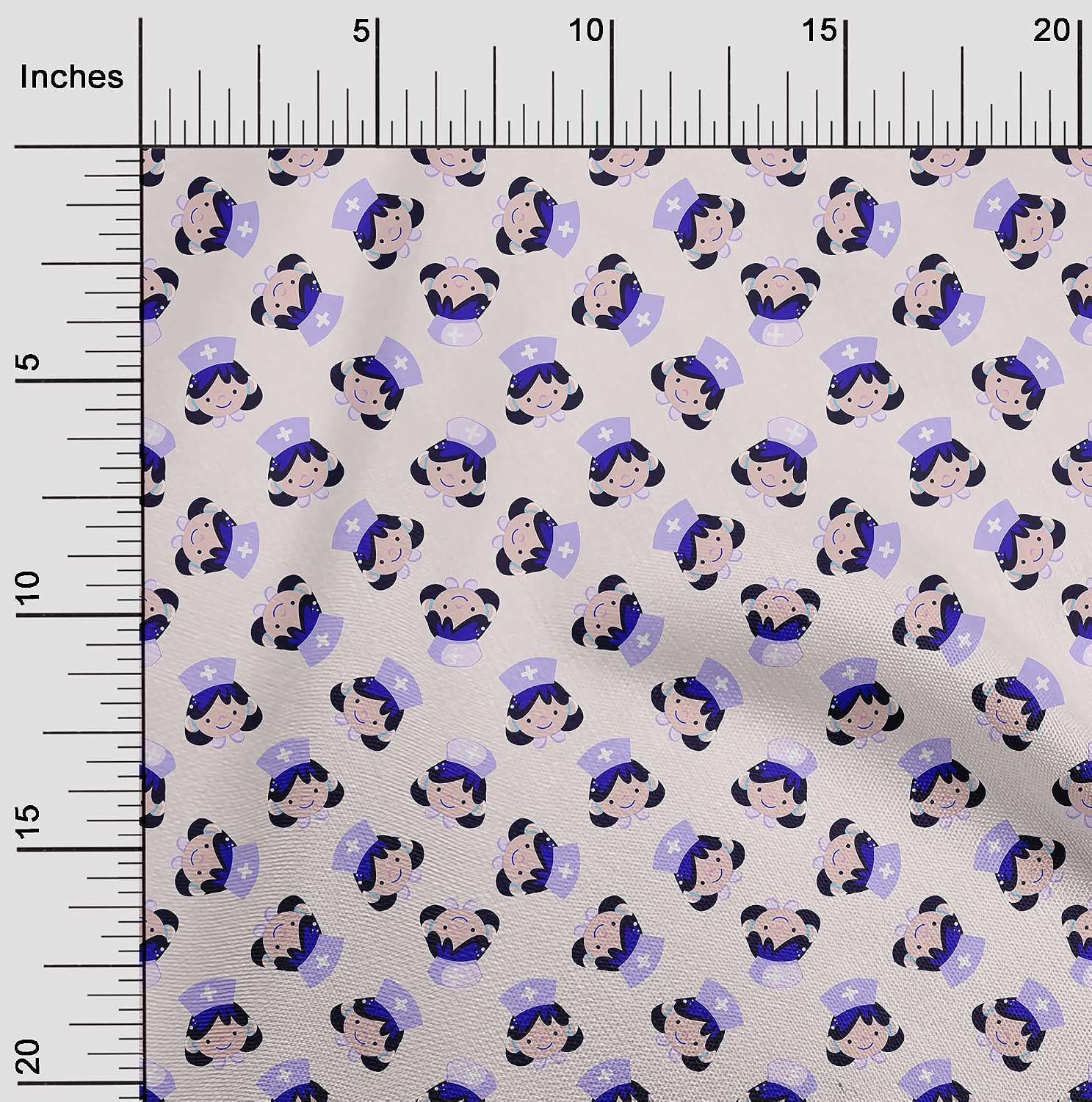 oneOone Viscose Chiffon Light Pale Pink Fabric Doctor Nurse Print Sewing Fabric By The Yard Printed DIY Clothing Sewing Supplies 42 Inch Wide-1U