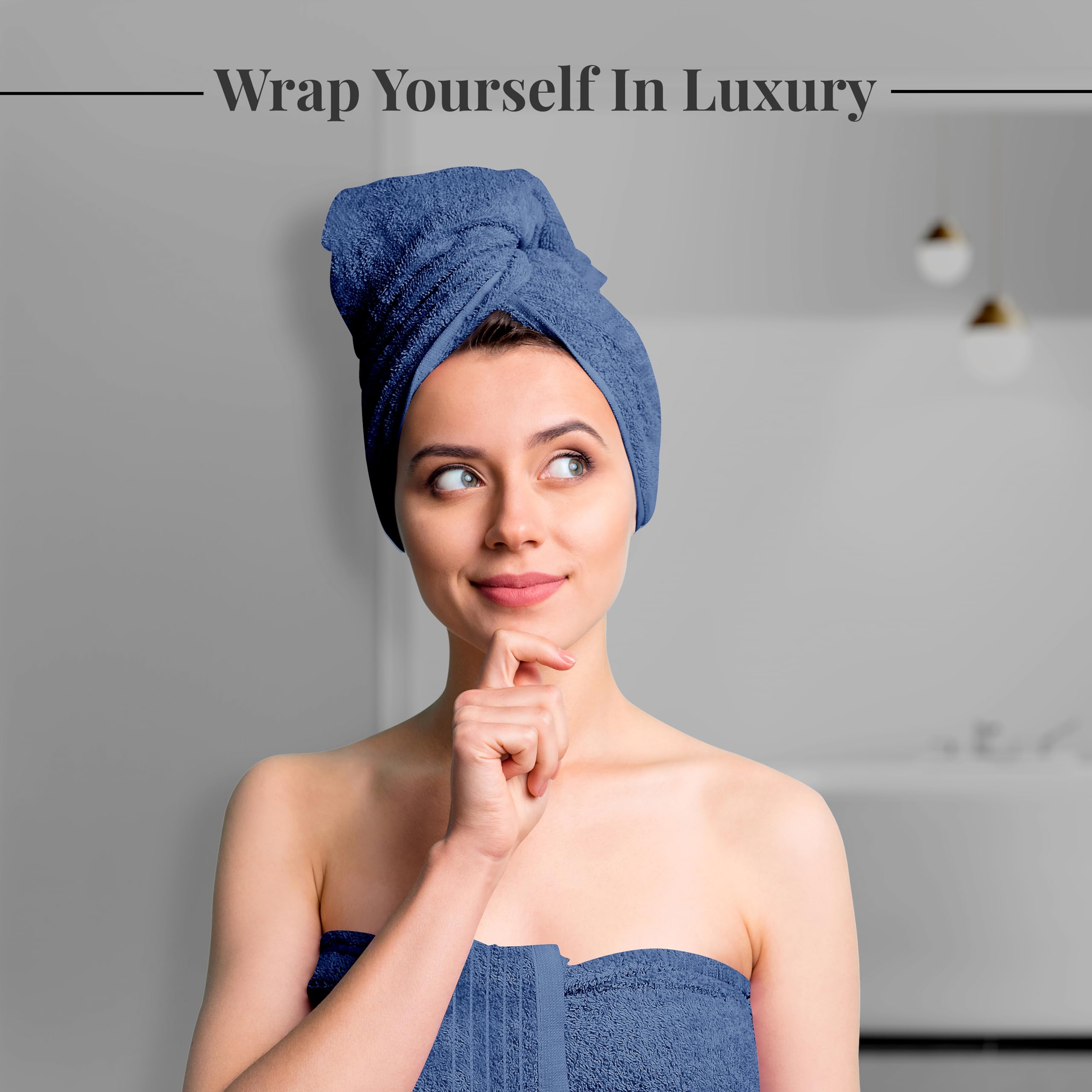 Tens Towels Confezione da 4 asciugamani da bagno extra large, 76 x 150 cm, 100% cotone, più grandi e leggeri, ad asciugatura rapida, super morbidi e assorbenti, perfetti per il bagno, blu