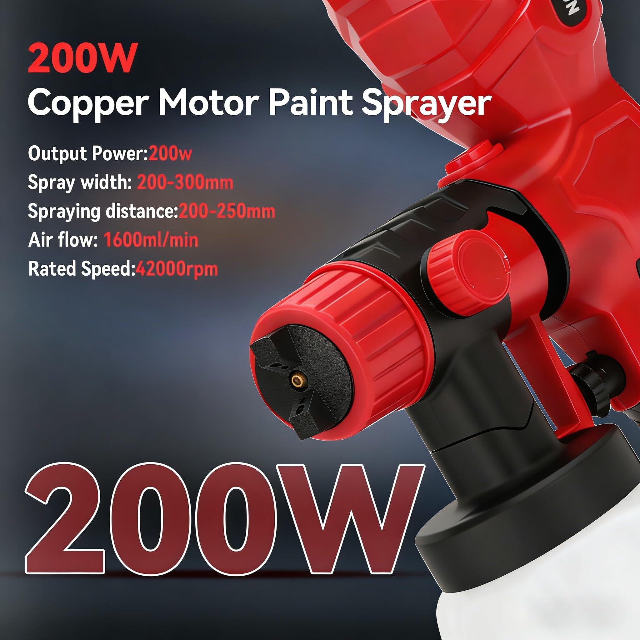 Spruzzatore di vernice senza fili compatibile con batteria Milwaukee da 18 V, pistola a spruzzo elettrica portatile con 4 ugelli, 3 modalità di spruzzo, contenitore da 1200 ml, per pittura di pareti