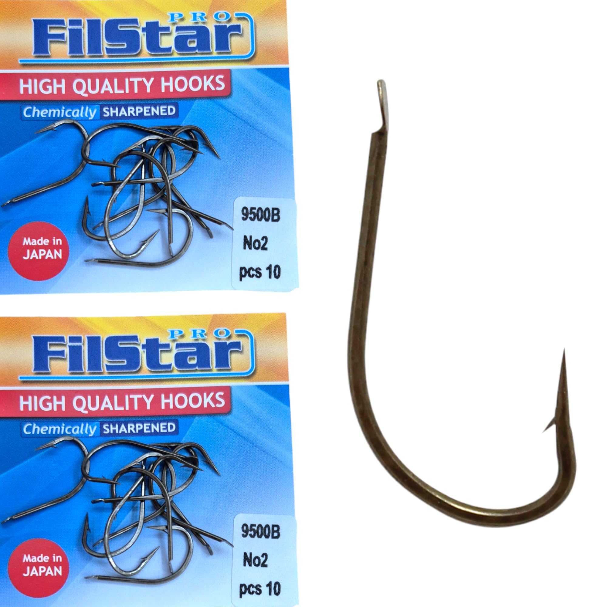 PRO FILSTAR 20 Piece Fishing Hook Set N2, Carp Fishing Hooks, Carp Fishing Accessories, Barbed Carp Hooks
