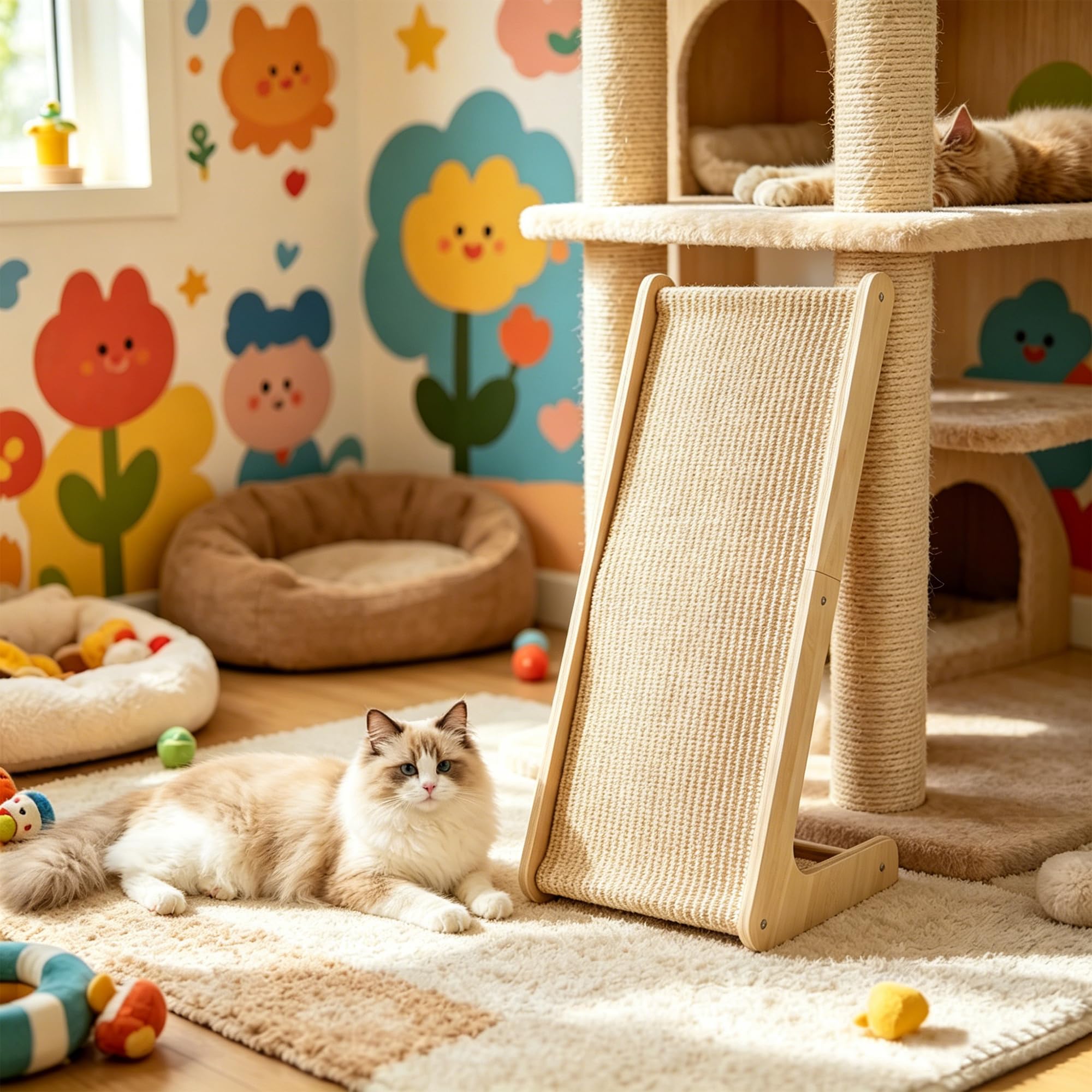 Griffoir pour Chat, Panneau à griffer de 69 cm de Haut pour Chats d'intérieur, Poteau à griffer en sisal, Protection pour Meubles, Meuble en Forme de L pour Tous Les Chats, pour Jouer et se détendre.