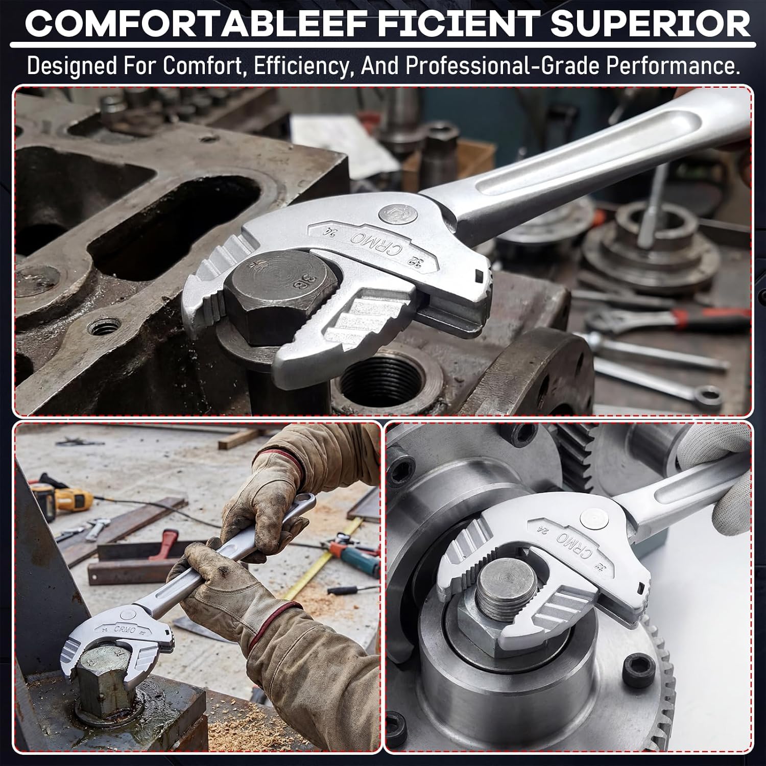 14 Inch Adjustable Pipe Wrench Self Adjusting Wrench Self Tightening Locking Function Chrome Vanadium Steel for 0.94 x 1.26 Inches Pipe Fittings Nuts and Bolts