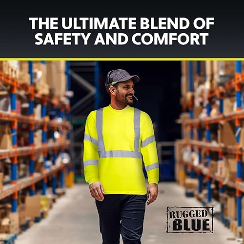 Miniatura 4 de Camisa de manga larga de alta visibilidad que absorbe la humedad, camisa de trabajo de alta visibilidad con clasificación ANSI Clase 3 con cinta