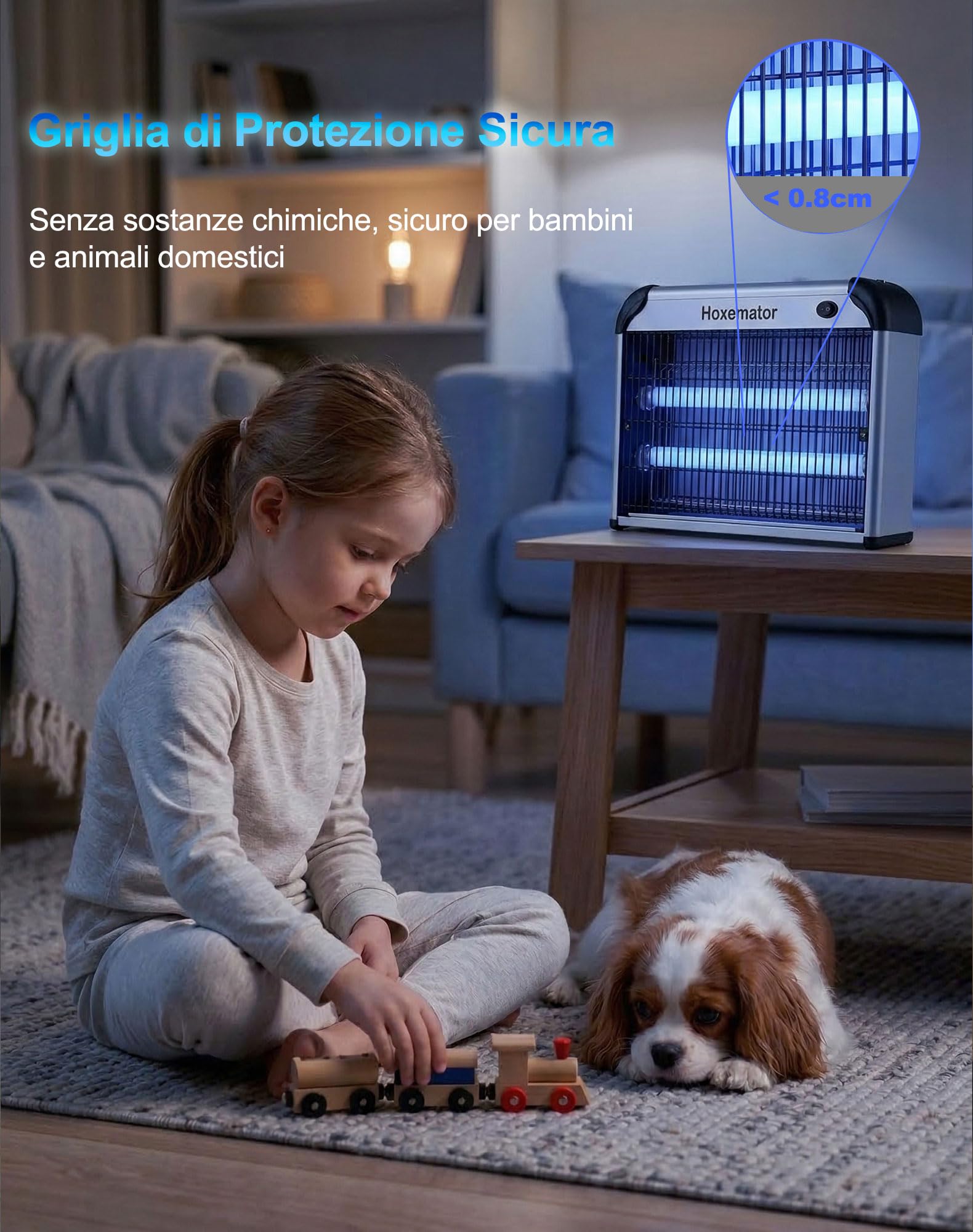 Antizanzare Elettrico 20W Lampada Zanzare con Luce UV 365nm, Zanzariera Elettrica Esterno e Interno, Chimica-Free, Silenziosa Trappola Insetti e Mosche per Camera, Cucina, Patio, Giardino