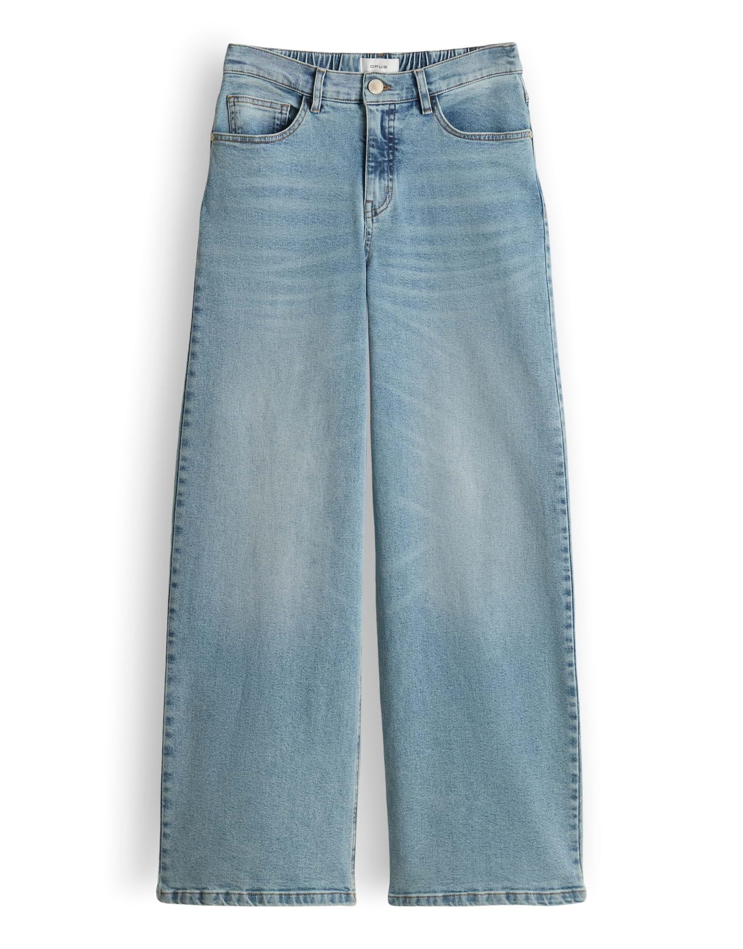 OPUS Damen Palazzo Jeans MIVA Retro Palazzo Jeans mit elastischem Komfortbund Mid Rise Light Retro Blue
