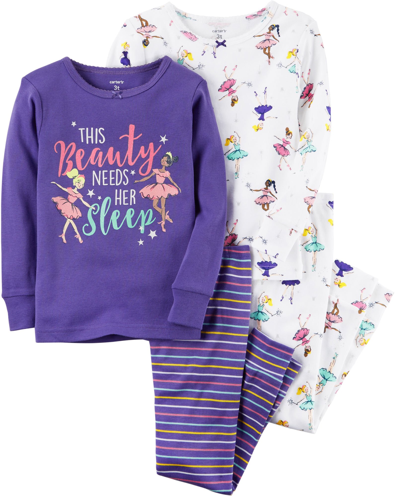 Carter's Pigiama da balletto aderente da 12 m, 24 m, 4 pezzi per bambina 24 Mesi Viola