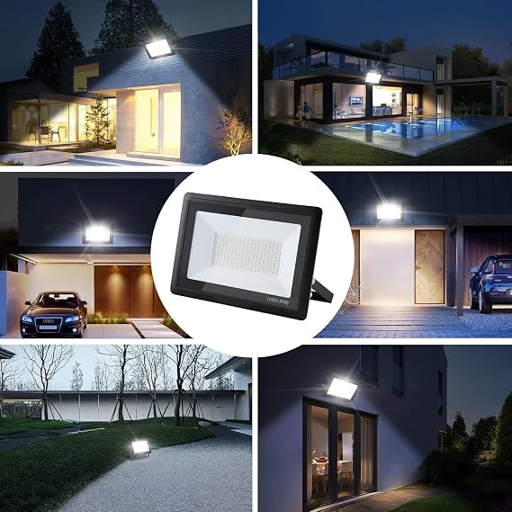 LED Projektör 30W-400W, Enerji Tasarruflu, Suya Dayanıklı, Uzun Ömürlü Aydınlatma, Bahçe, Dış Mekan, Endüstriyel Kullanım için (100W) [Enerji Sınıfı A+]