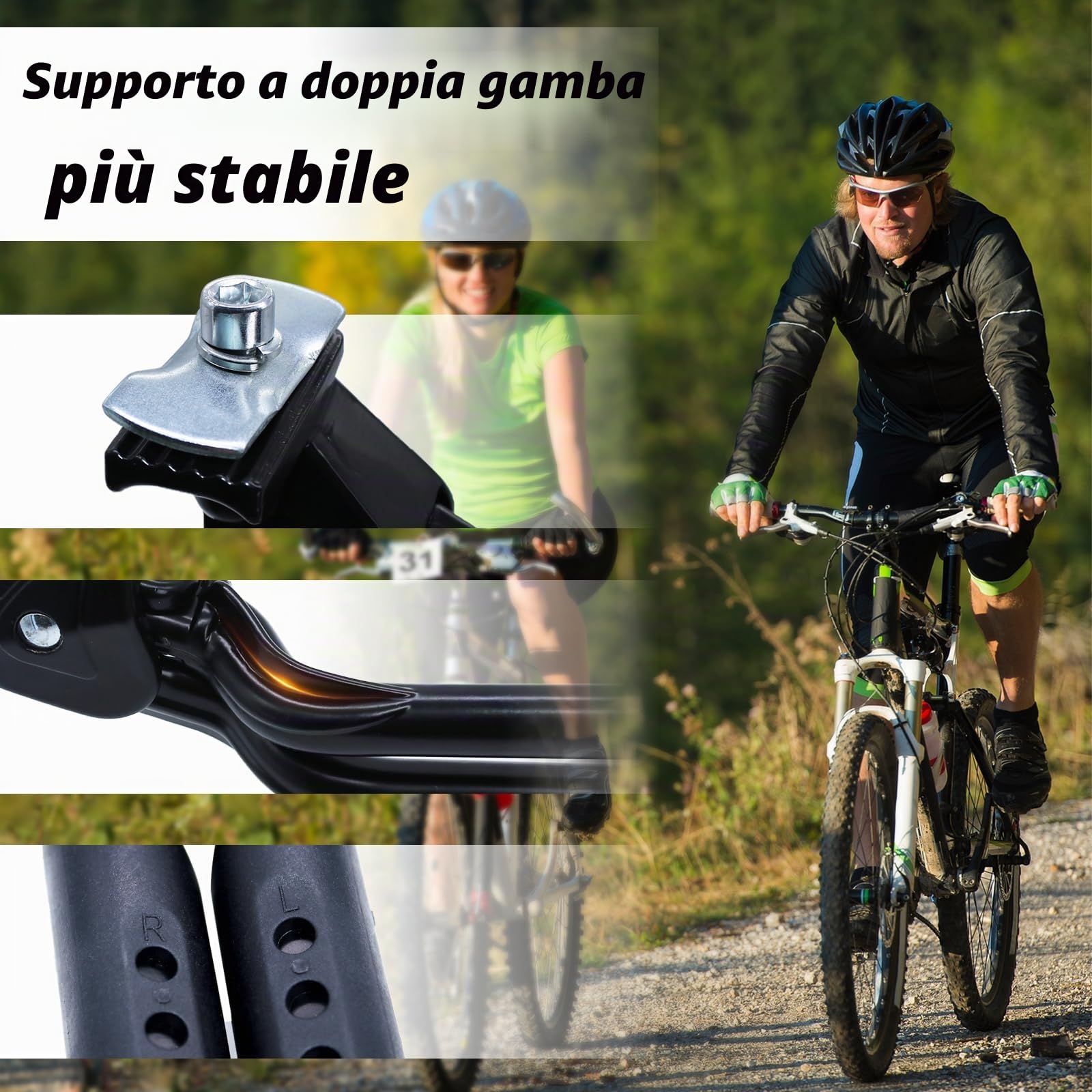 Cavalletto Bici Robusto, Cavalletto per Bicicletta in Alluminio, Cavalletto Posteriore Bici Regolabile, Porta Bici da Terra per Bici da 20-28 Pollici