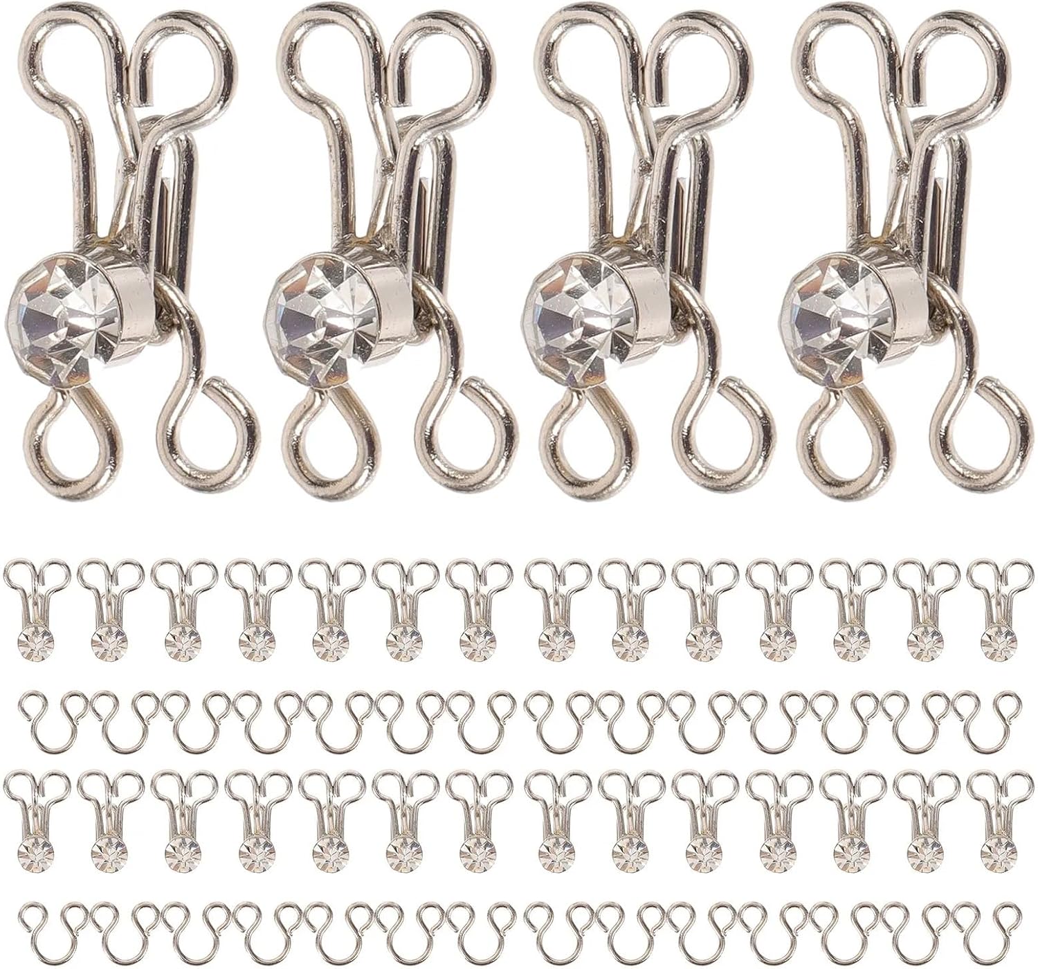 Hook and Eye Sewing 60 Pcs Hook Eye Closure Sewing Hooks Invisible Fastener for Clothes Bra Pants