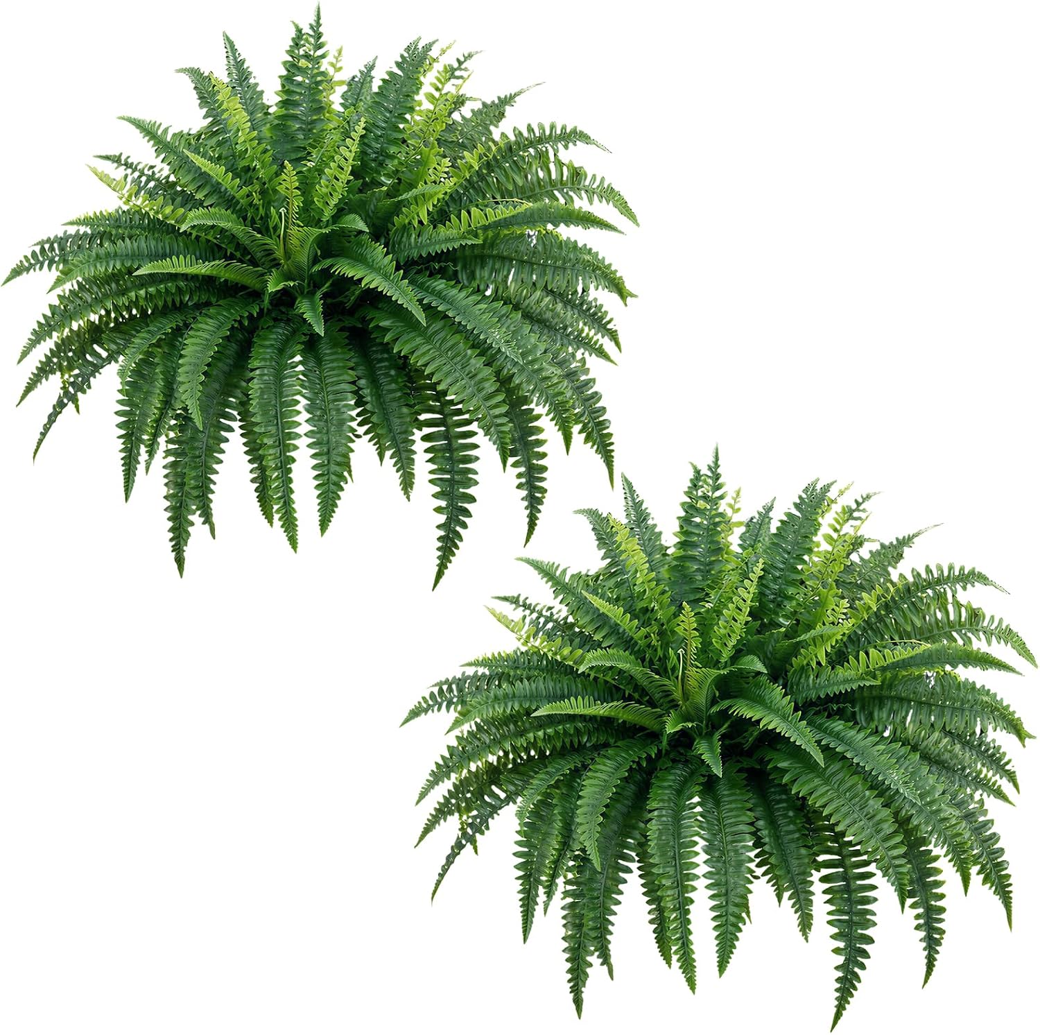 45" Fake Ferns, Realistic Large Artificial Bush Plants, 2 Artificial Boston Ferns with 60 Fronds for Outdoors Planter Indoor Home Garden Porch Decor (2 PCS)