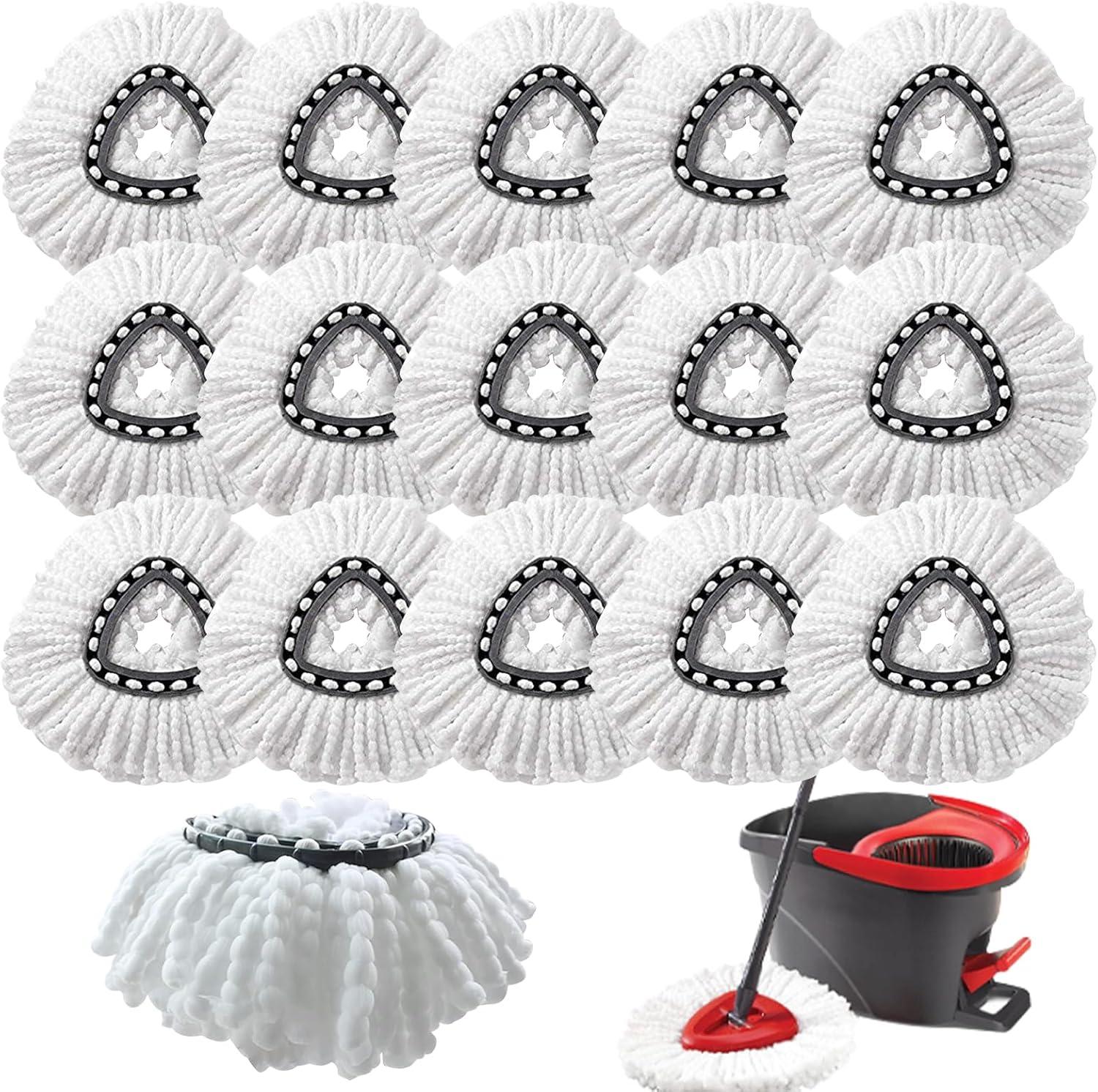 10 PCS Spin Mop Replacement Heads - 360° Microfiber Refills For Easy Floor Cleaning, White