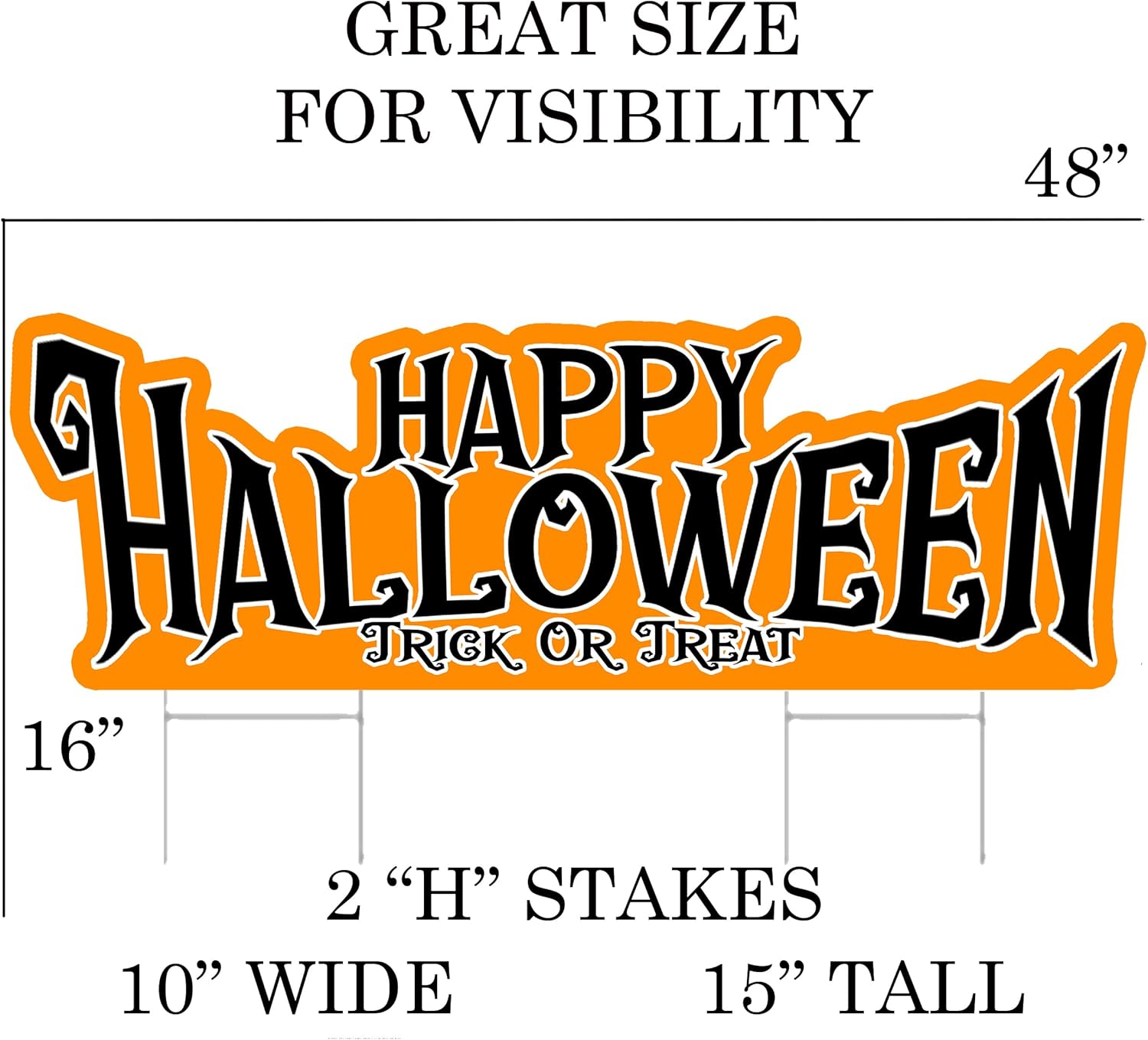 Large Happy Halloween Yard Sign Home Outdoor Lawn Decoration With Stakes Scary Spooky Decor 48x16 Inches