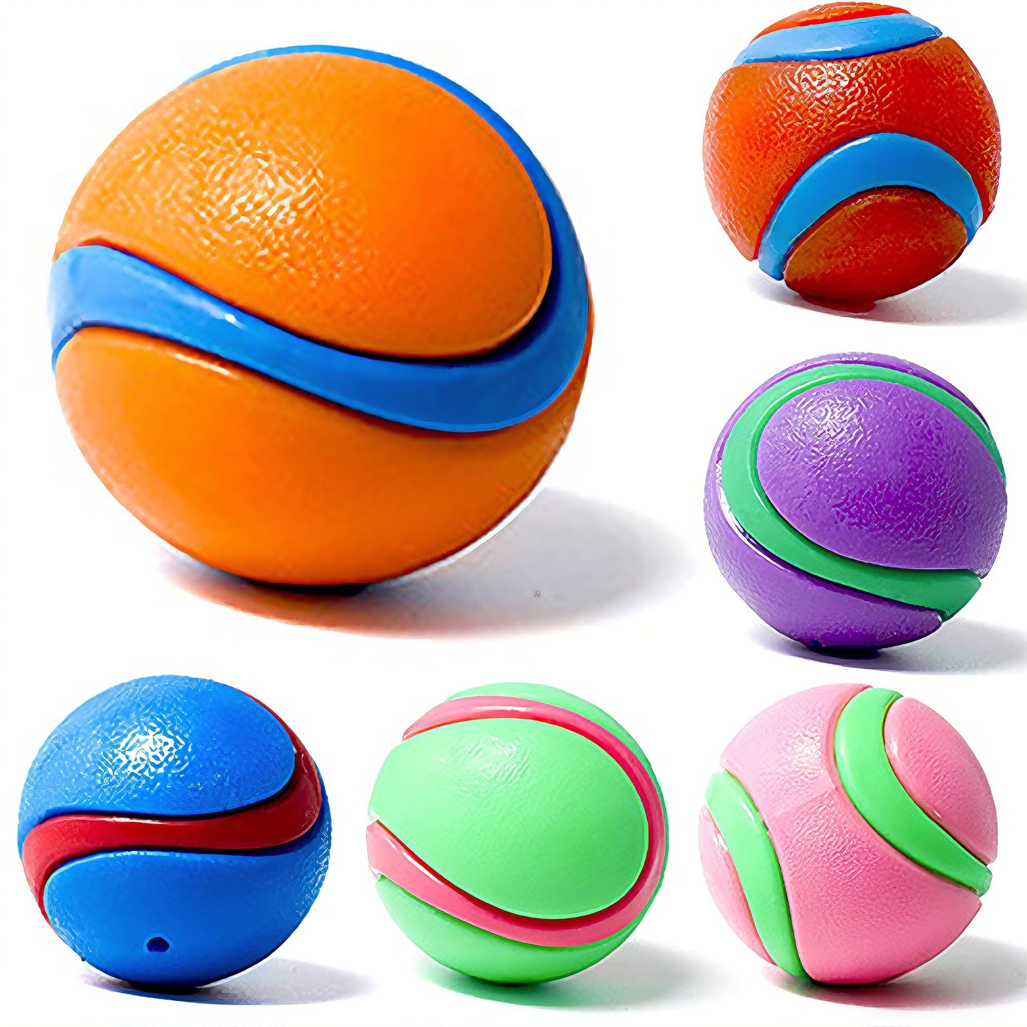 Speedy Panther 6 Pack Indestructible Dog Balls, Squeaky Chew Toys for Aggressive Chewers, Puppy Teething Training for Small Medium Dogs, Non-Toxic Rubber Dental Exercise