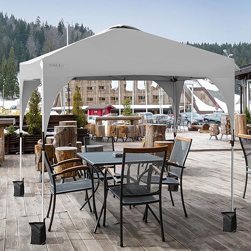 Miniatura 3 de Tangkula Tienda de campaña desplegable para exteriores de 10 x 10 pies, toldo instantáneo comercial ajustable en altura con bolsa rodante portátil,