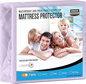 Utopia BeddingWaterproof Mattress Protector Twin Size, Premium Terry Mattress Cover 200 GSM, Breathable, Fitted Style with Stretchable Pockets (Lavender)
