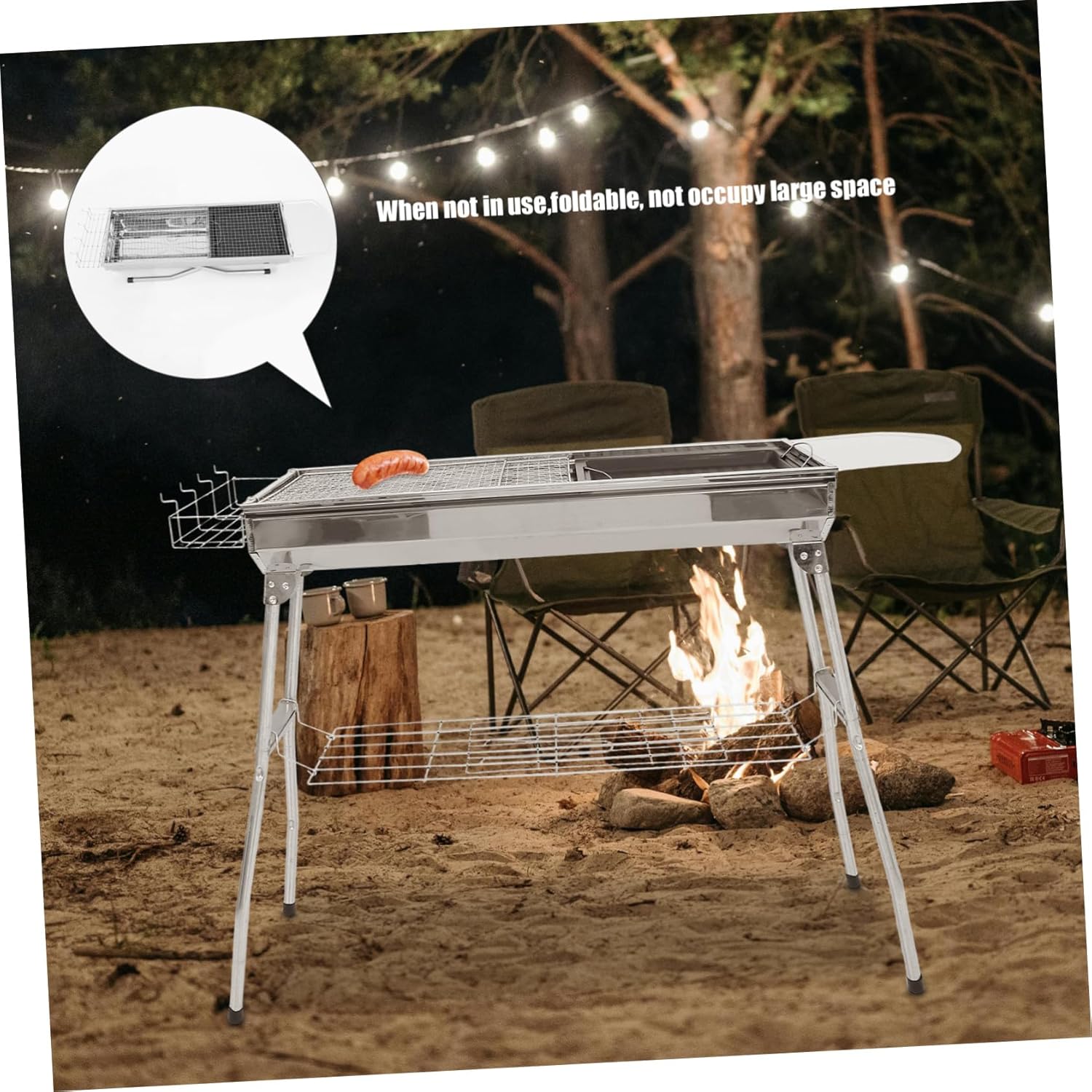 1set Portable Bbq Rack Outdoor Grill for Camping Picnic Barbecue Activities Easy to Use and Space-saving Design Complete Cooking Tools