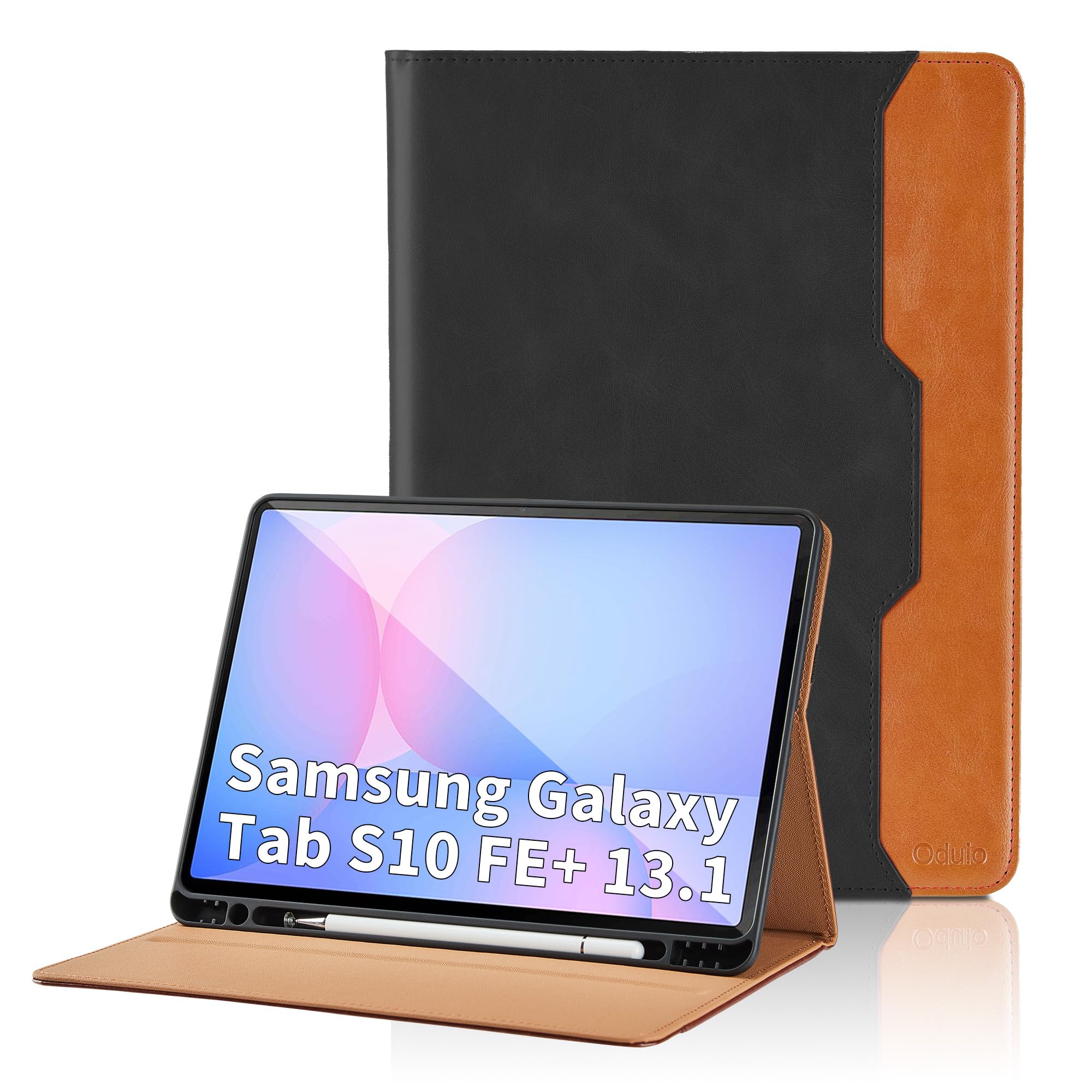Case for Samsung Galaxy Tab S10 FE Plus 13.1-Inch 2025 - Model SM-X620/SM-X626B with S Pen Holder and Pocket, PU Leather Business Folio Stand Cover for Galaxy S10 FE+, Black