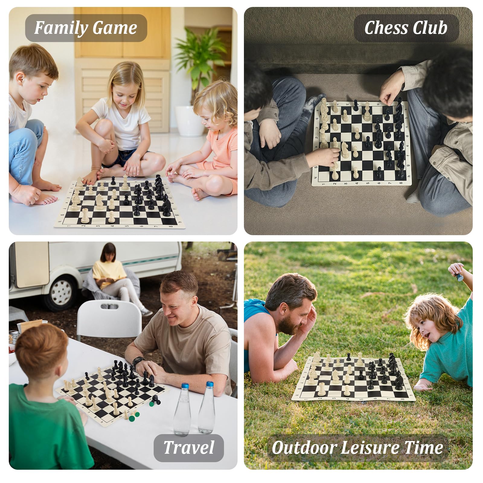 Jeu D'échecs De Voyage En Silicone 50,8 Cm | Pièces Lestées Avec Feutre, étui De Transport Et 2 Reines Supplémentaires