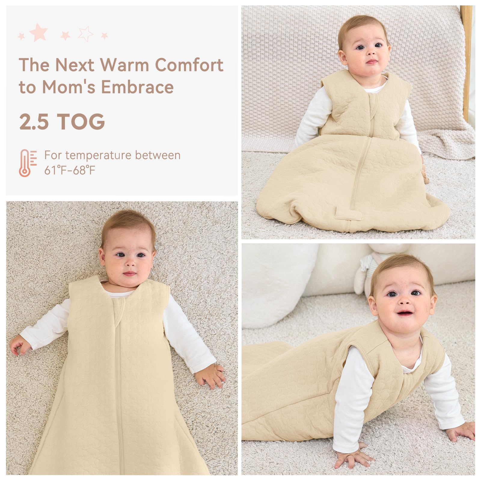 Unnivoll Gigoteuse Pour Bébé 0-24 Mois TOG 1,5 TOG Avec Pois En Peluche