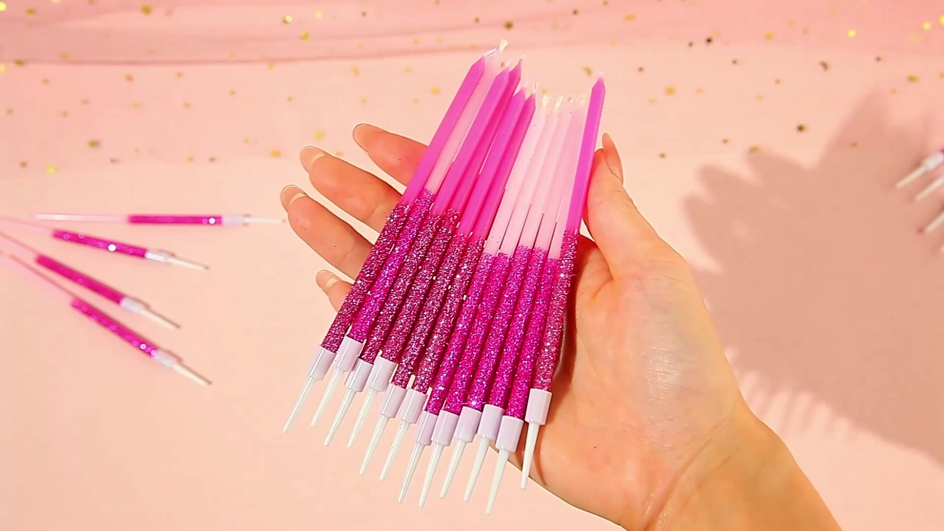 Image of PHD CAKE Pink Glitter Birthday Candles, Cake Candles, Birthday Parties, Wedding Decorations, Party Candles