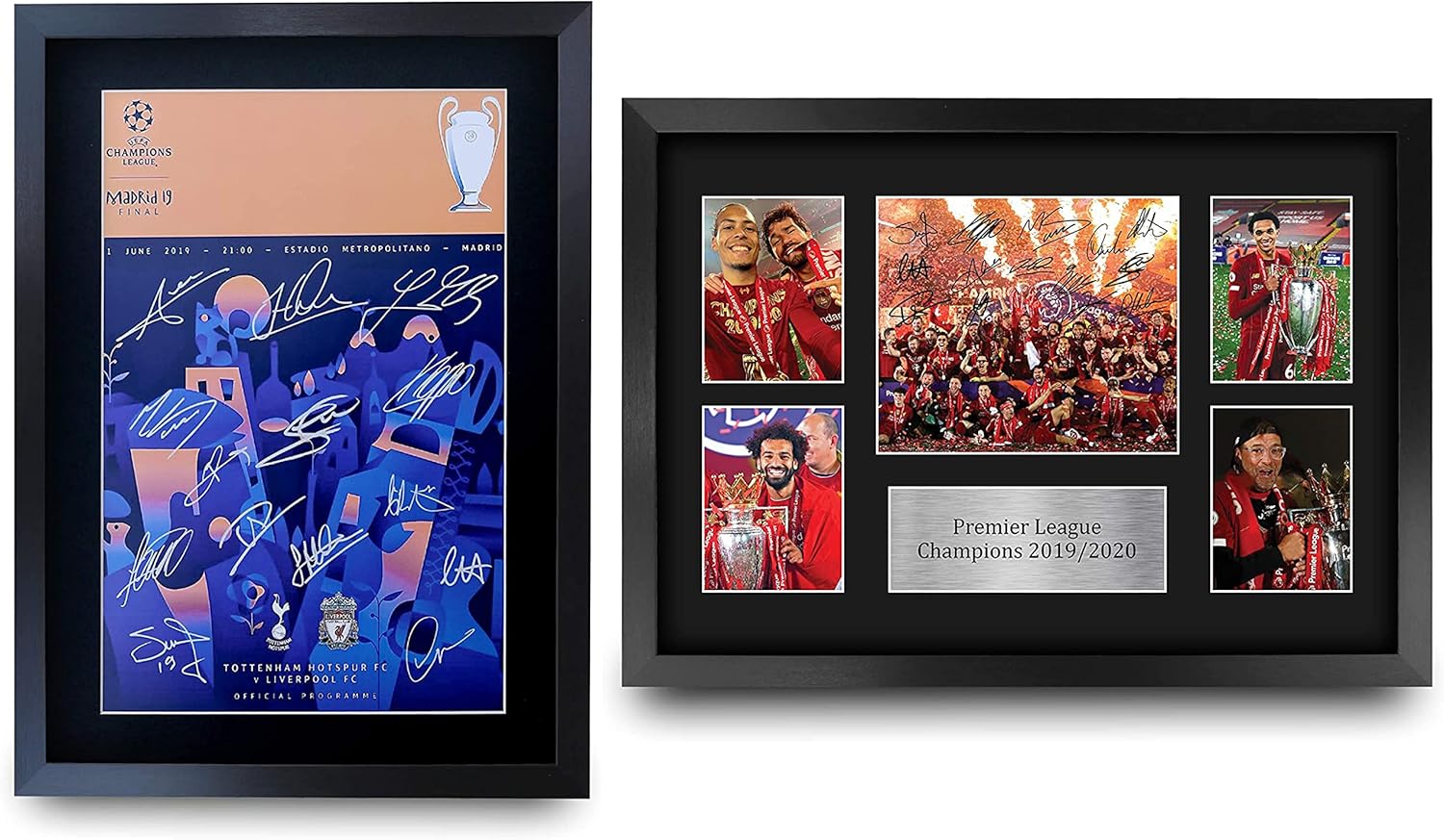 HWC Trading Champions League Final Programme Collection Liverpool 16 x 12 inch Printed Memorabilia Signed Autograph Poster for Soccer Fans and Supporters - 16" x 12" Framed